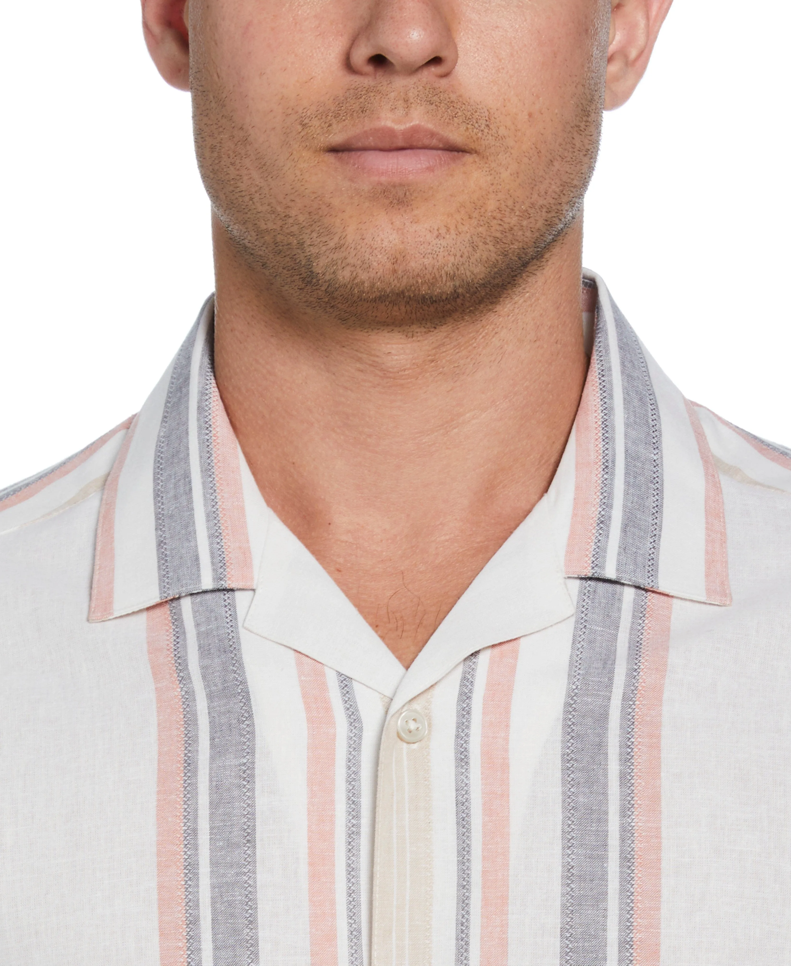 Linen Blend Striped Panel Shirt sold by Cubavera product image thumbnail 3