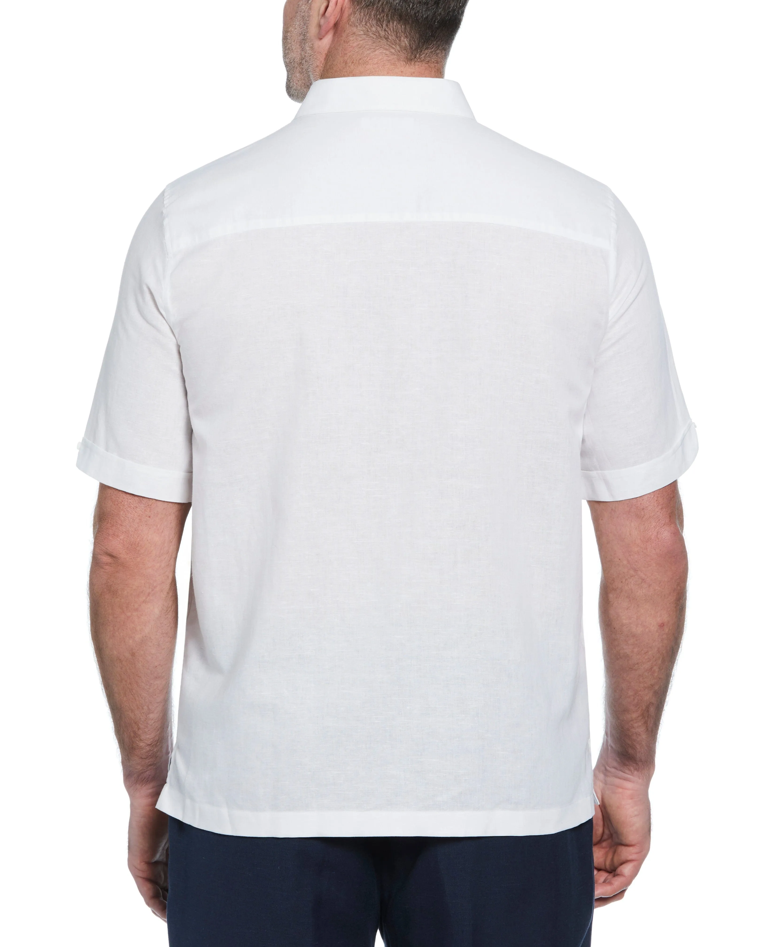 Big & Tall Linen Blend Embroidered Panel Shirt sold by Cubavera product image thumbnail 2