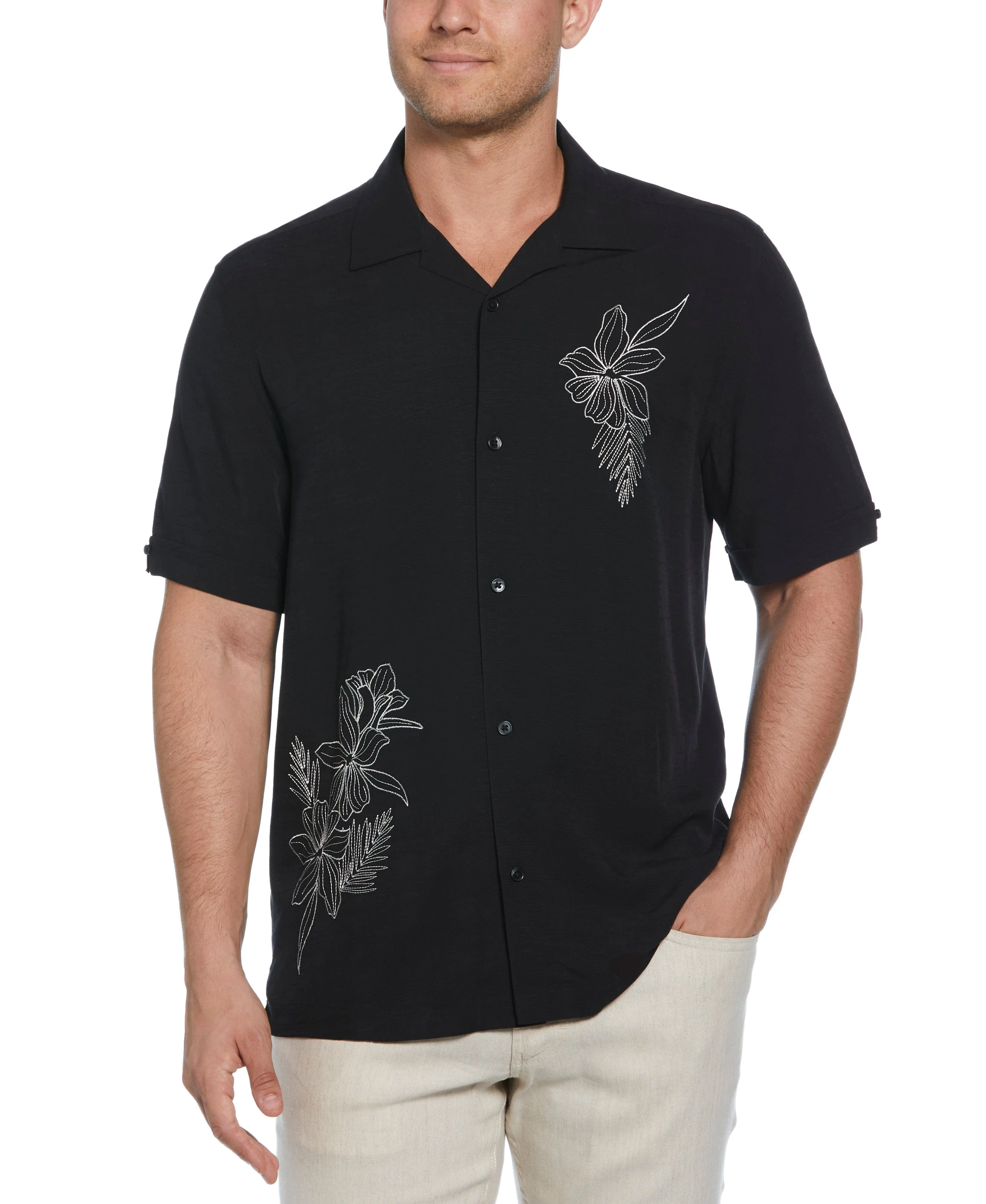 Embroidered Floral Shirt sold by Cubavera