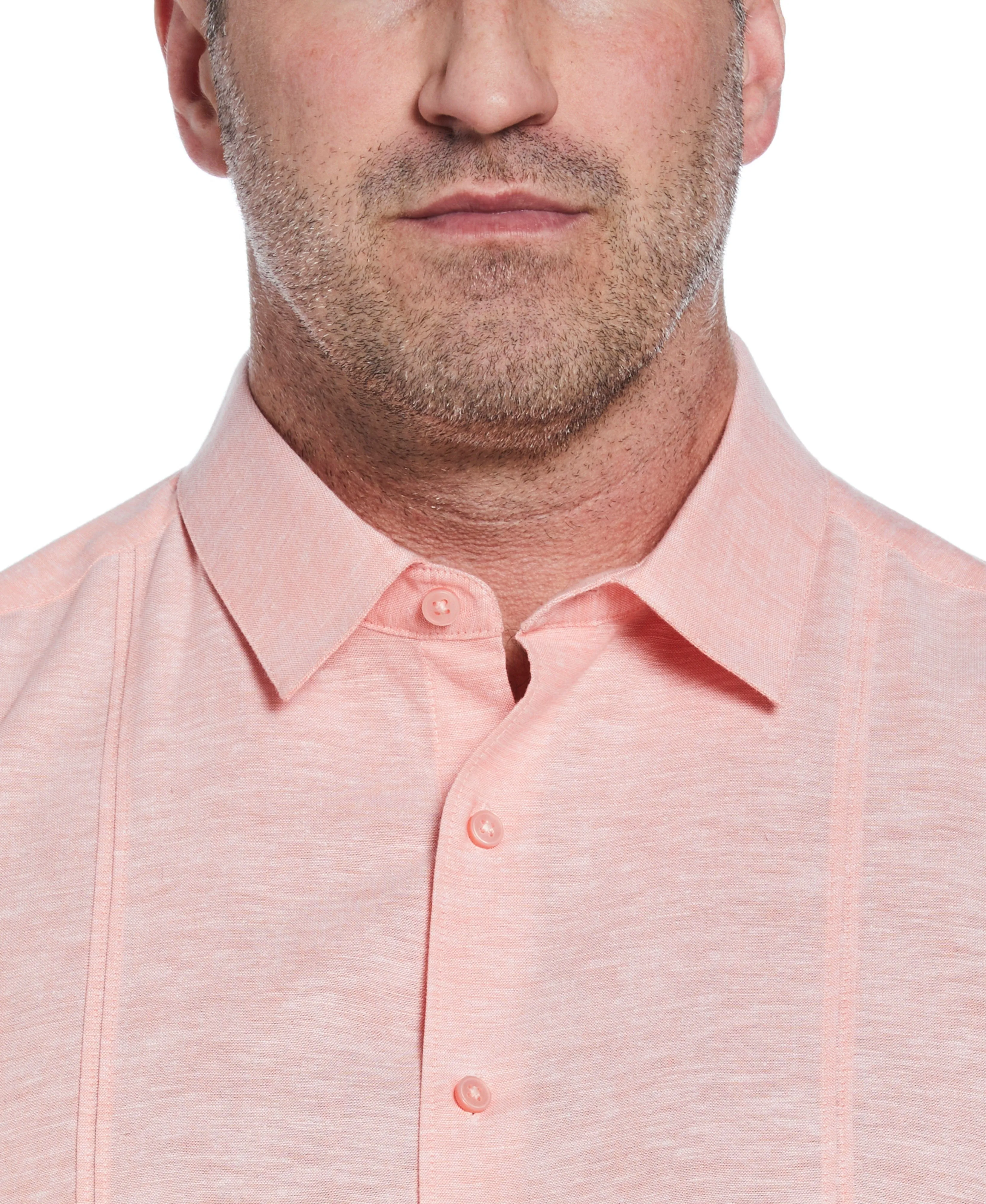 Big & Tall Linen Blend Tuck Panel Shirt sold by Cubavera product image thumbnail 3