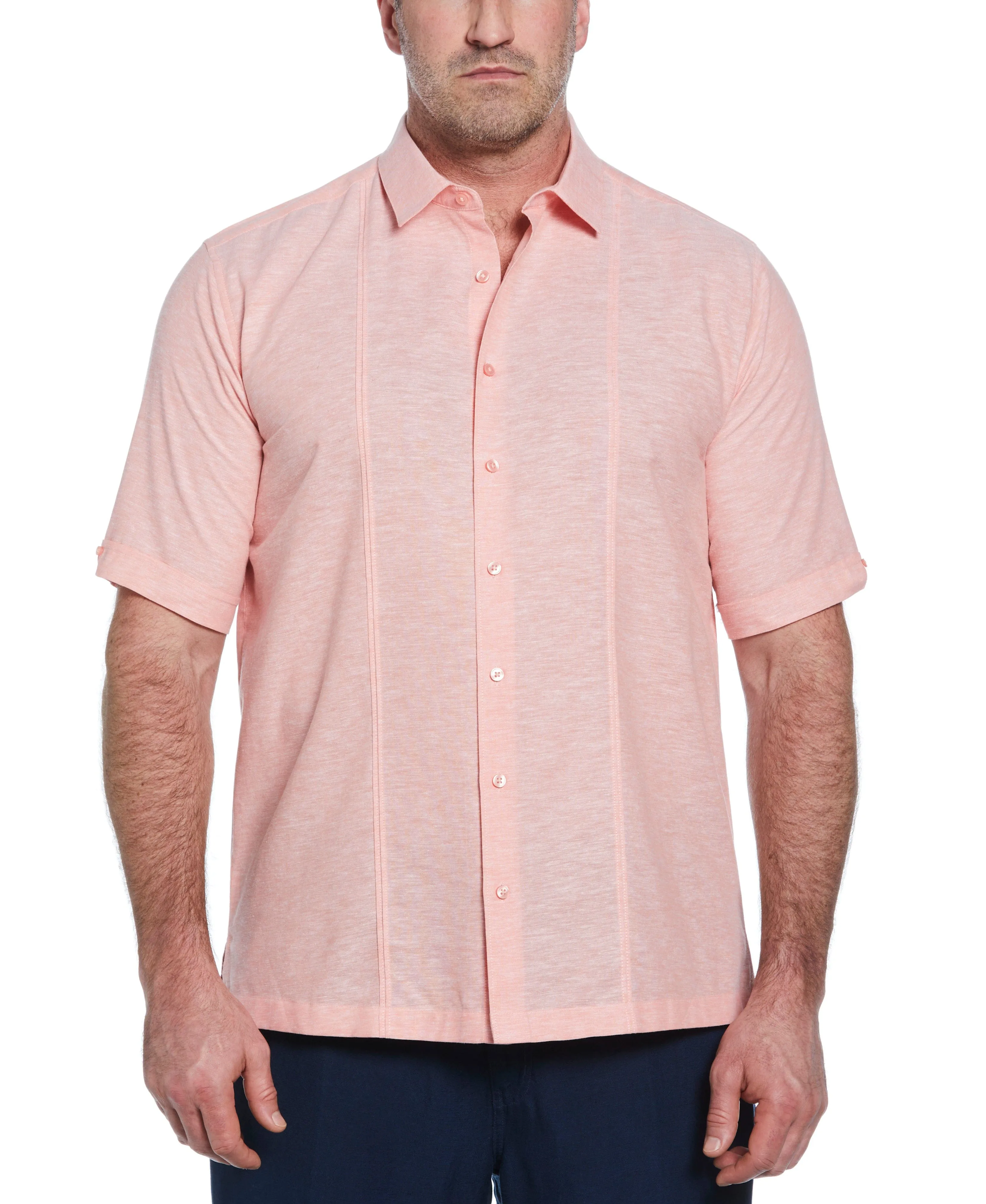 Big & Tall Linen Blend Tuck Panel Shirt sold by Cubavera