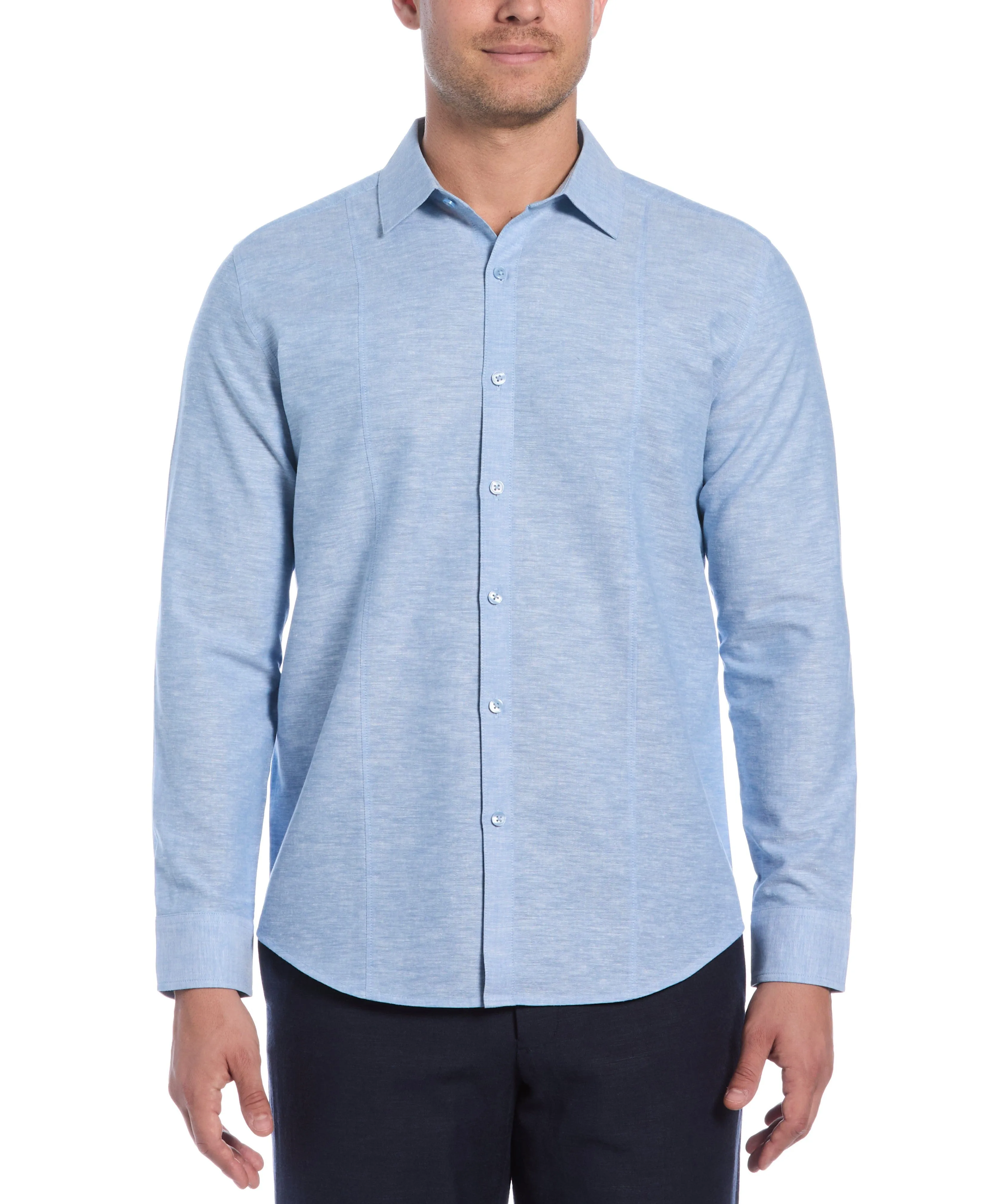 Linen Blend Tuck Panel Shirt sold by Cubavera