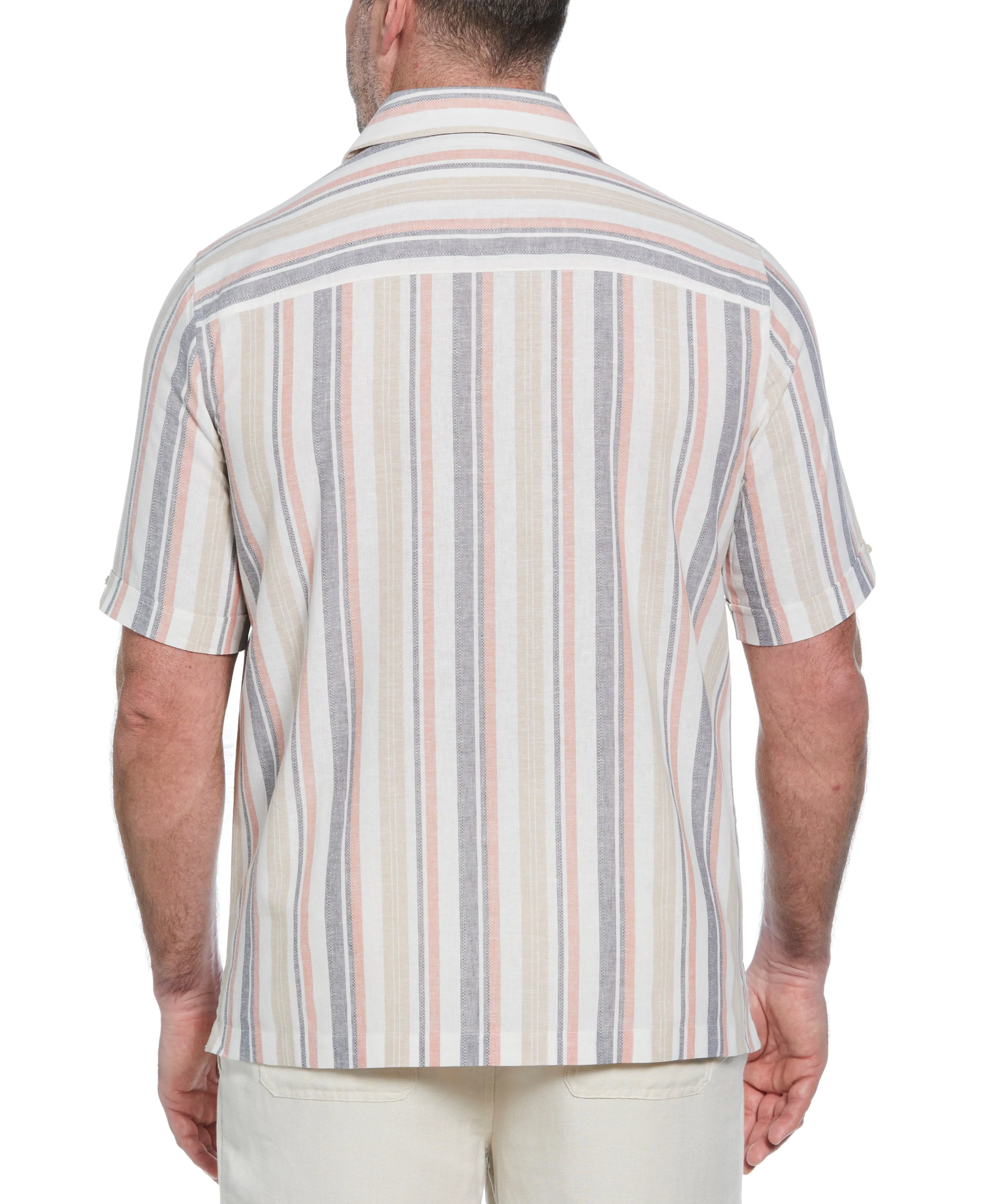Big & Tall Linen Blend Striped Panel Shirt sold by Cubavera product image thumbnail 2
