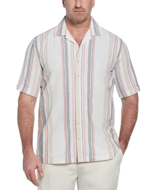Big & Tall Linen Blend Striped Panel Shirt sold by Cubavera