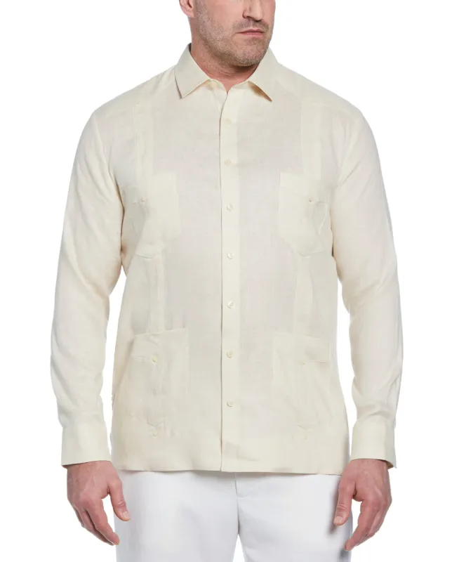 Big & Tall 100% Linen Classic Guayabera Shirt - Long Sleeve sold by Cubavera