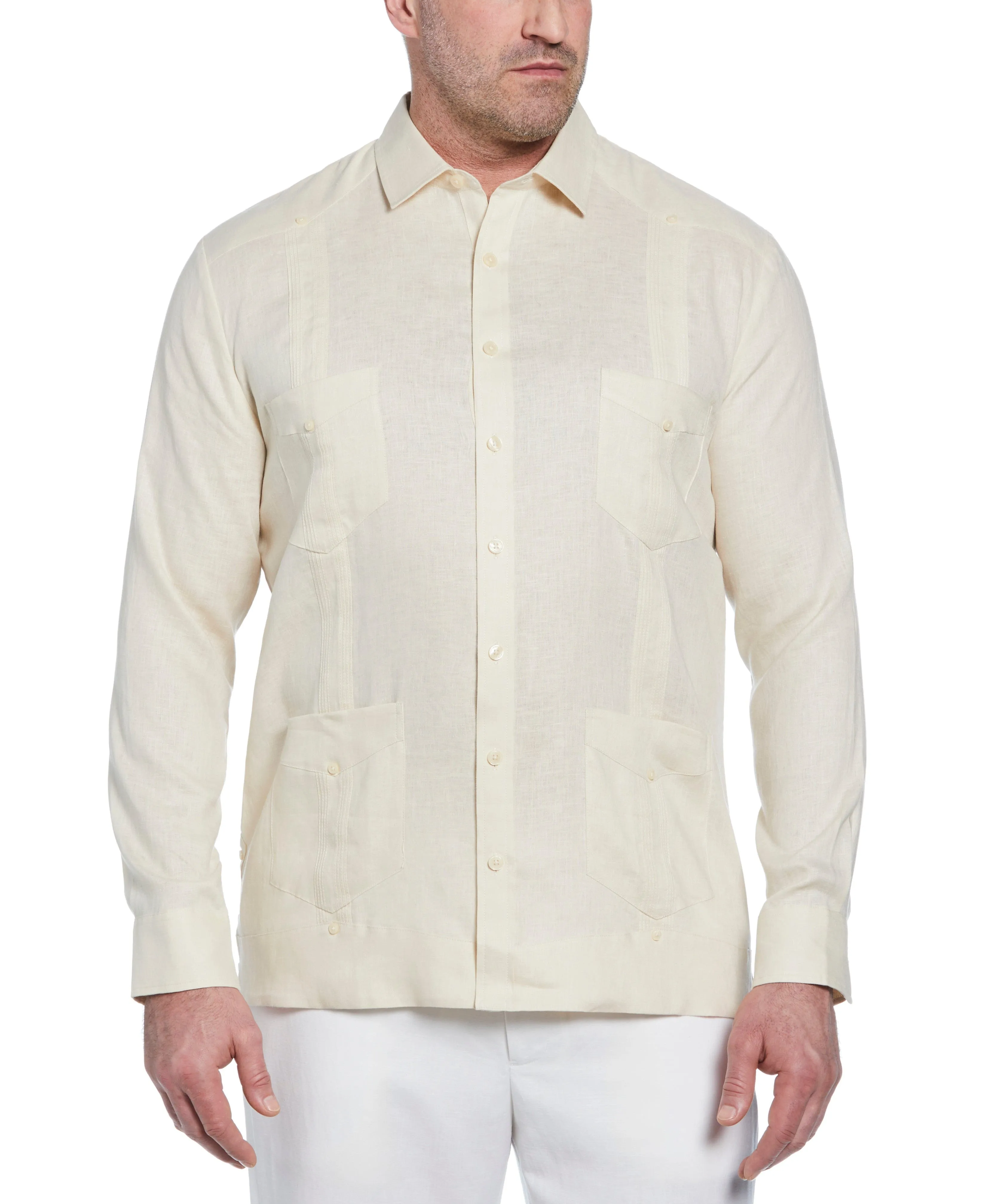 Big & Tall 100% Linen Classic Guayabera Shirt - Long Sleeve sold by Cubavera