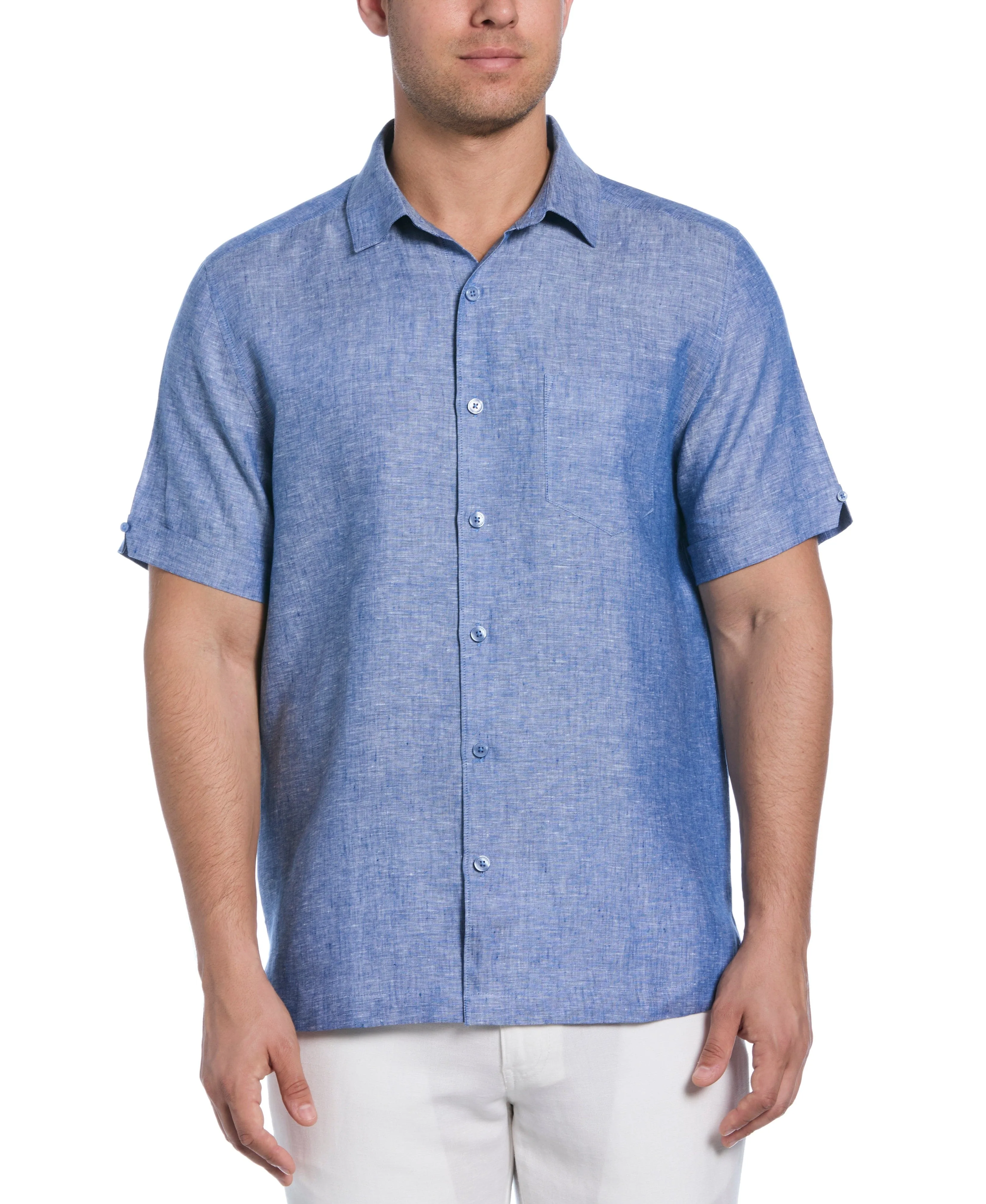 Classic Two-Tone Linen Shirt sold by Cubavera