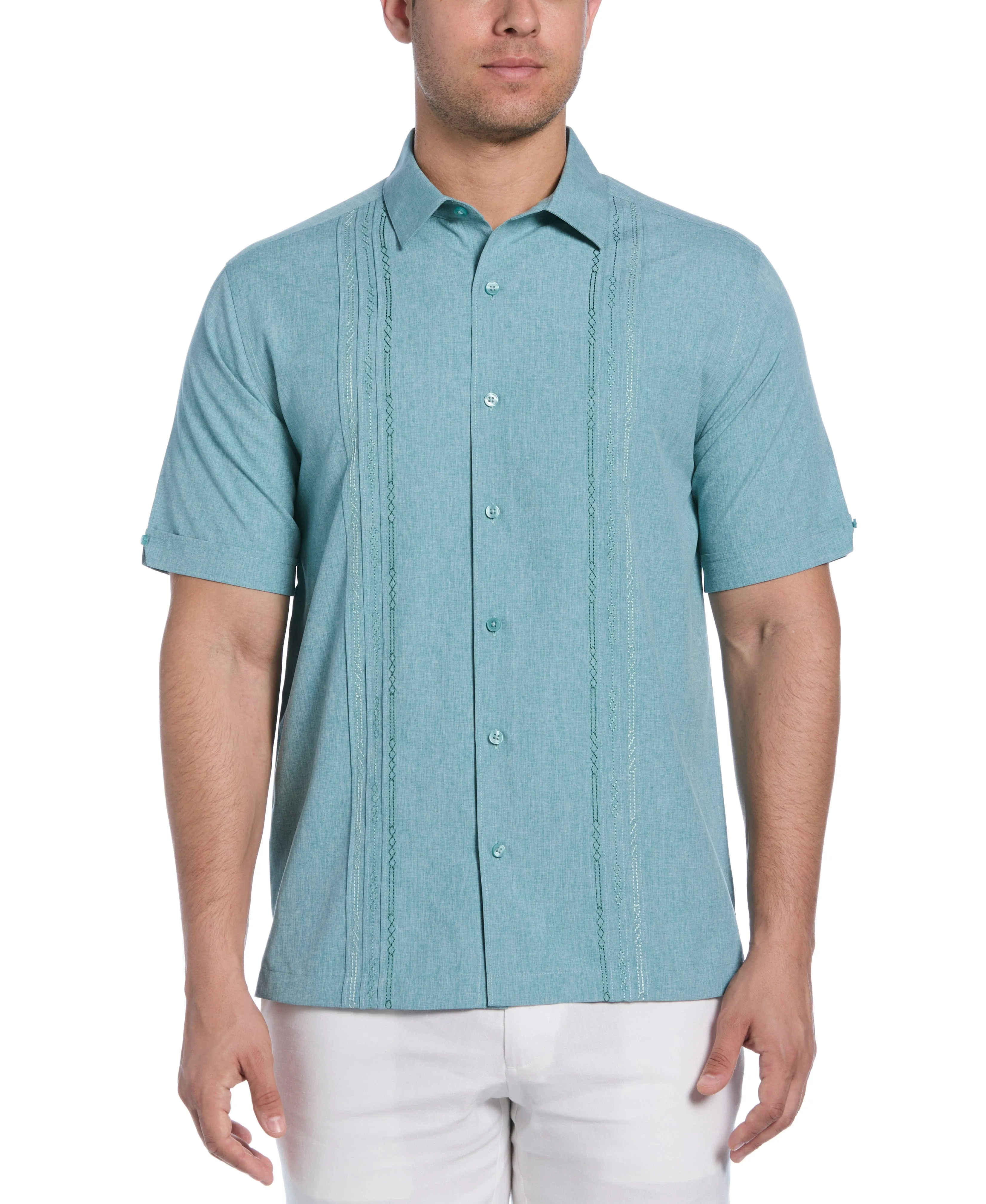 Geo Embroidered Panel Shirt sold by Cubavera