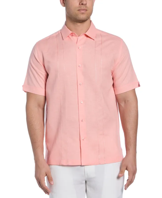Linen Blend Embroidered Panel Shirt sold by Cubavera