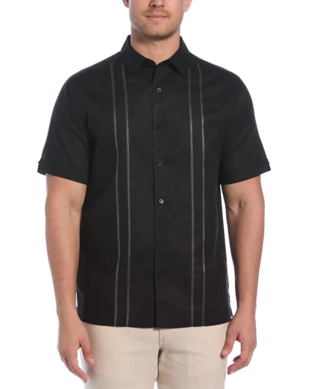 Linen Blend Embroidered Panel Shirt sold by Cubavera