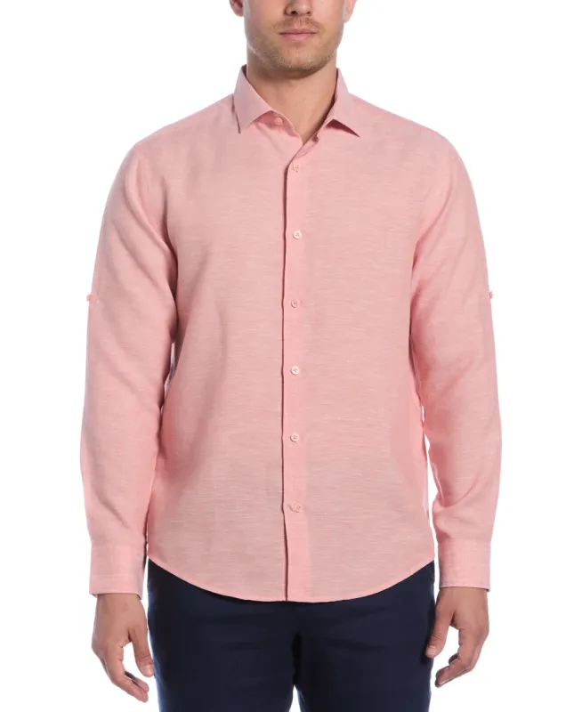 Travelselect™ Linen-Blend Rolled Sleeve Shirt sold by Cubavera