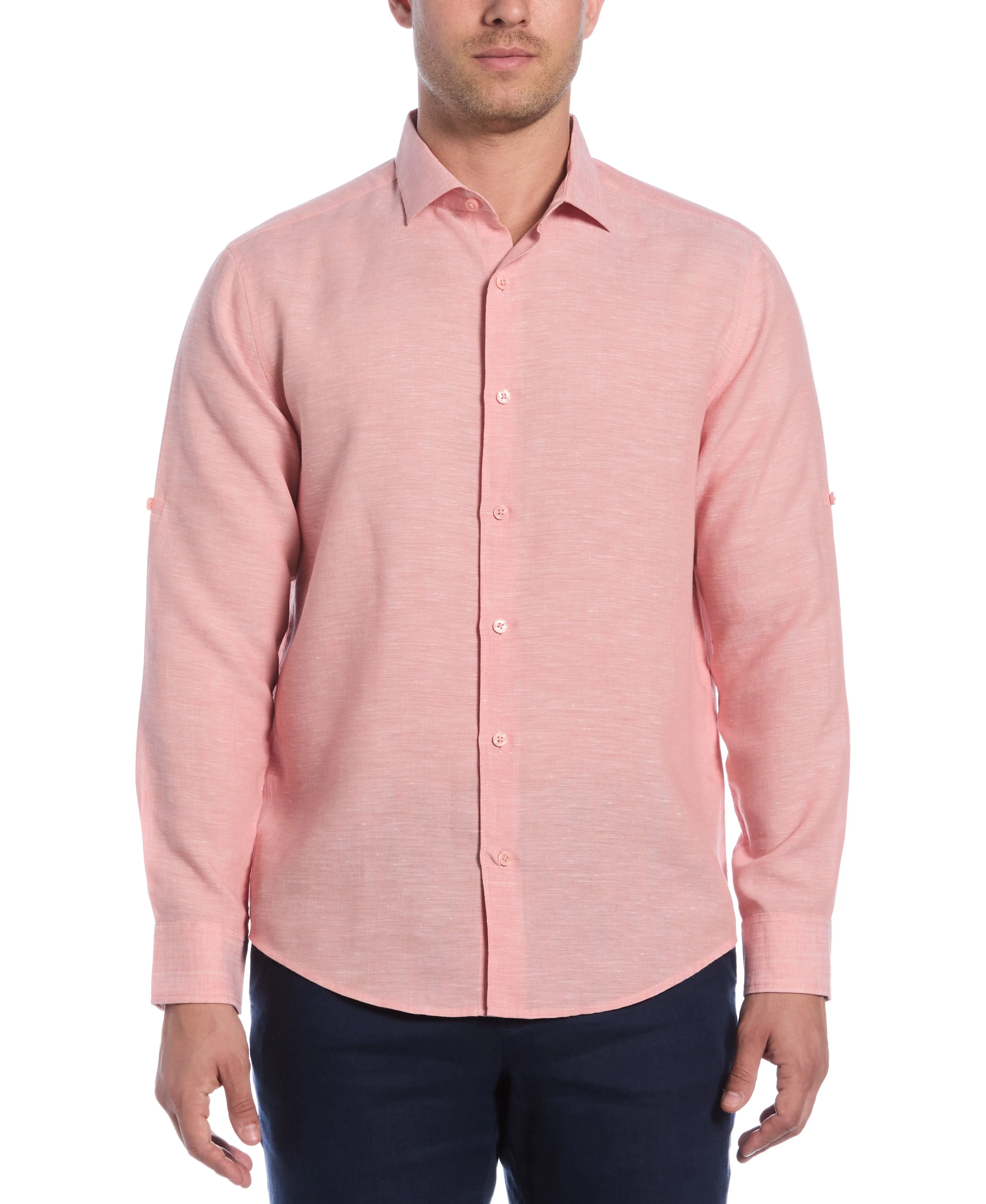 Travelselect™ Linen-Blend Rolled Sleeve Shirt sold by Cubavera