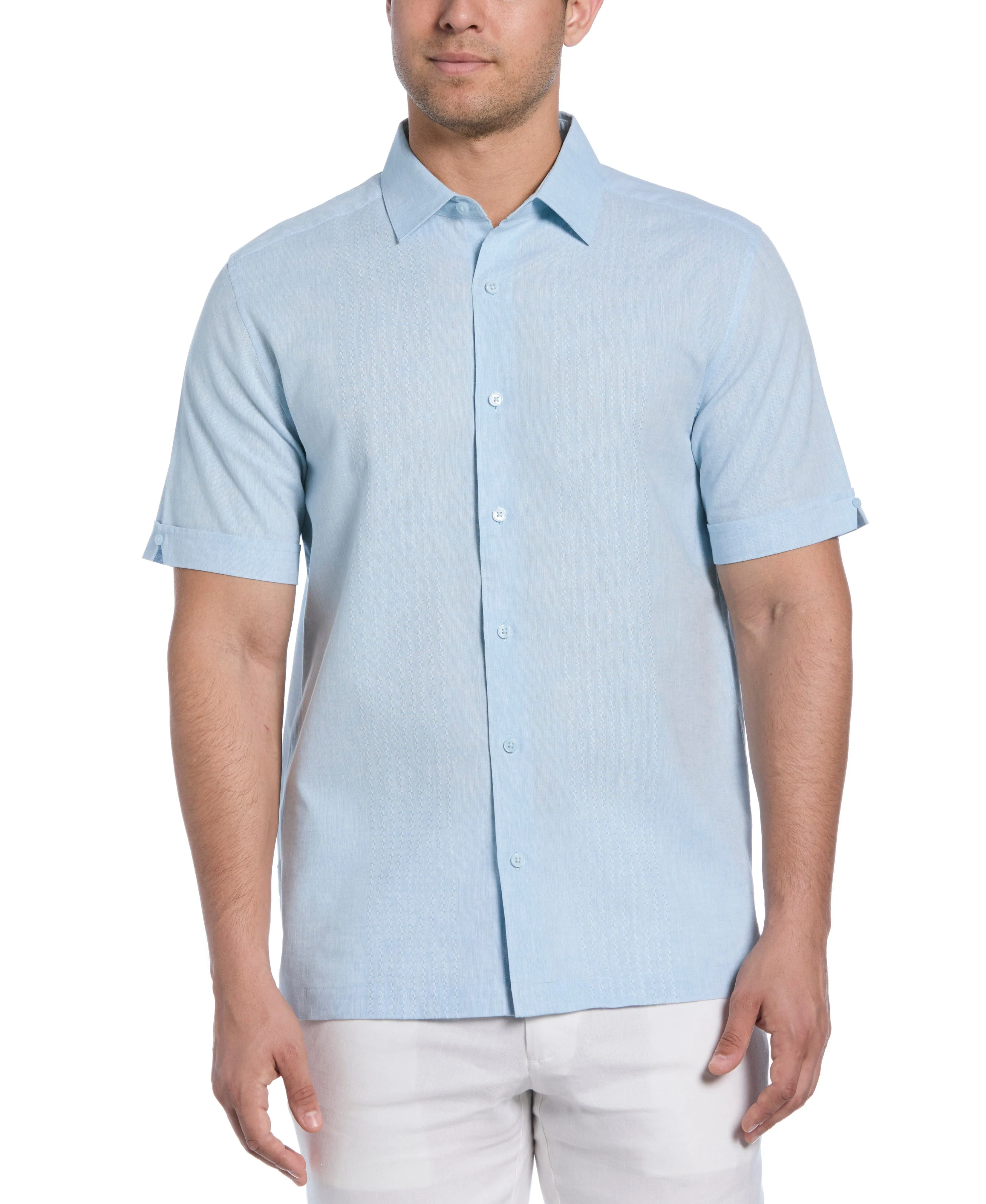 Engineered Dobby Panels Shirt sold by Cubavera