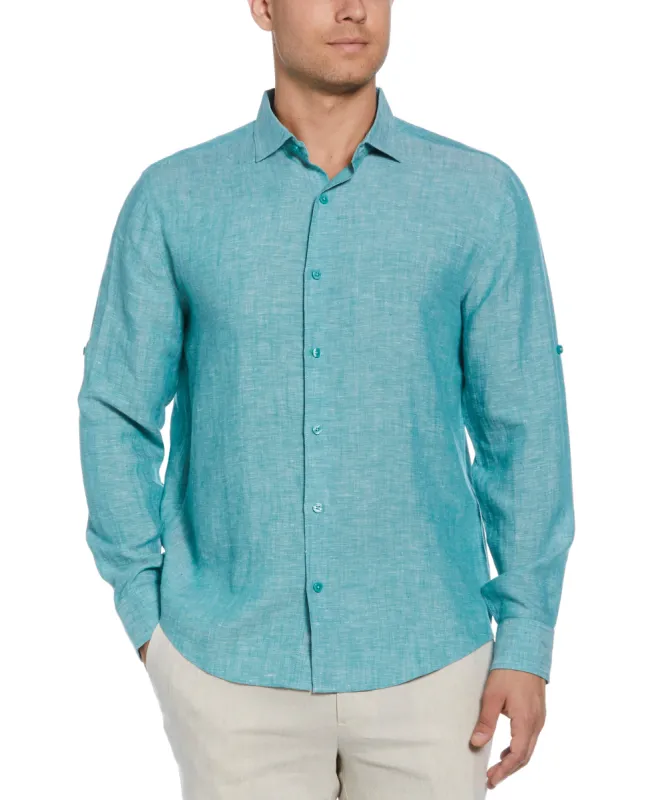 Travelselect™ Linen-Blend Rolled Sleeve Shirt sold by Cubavera