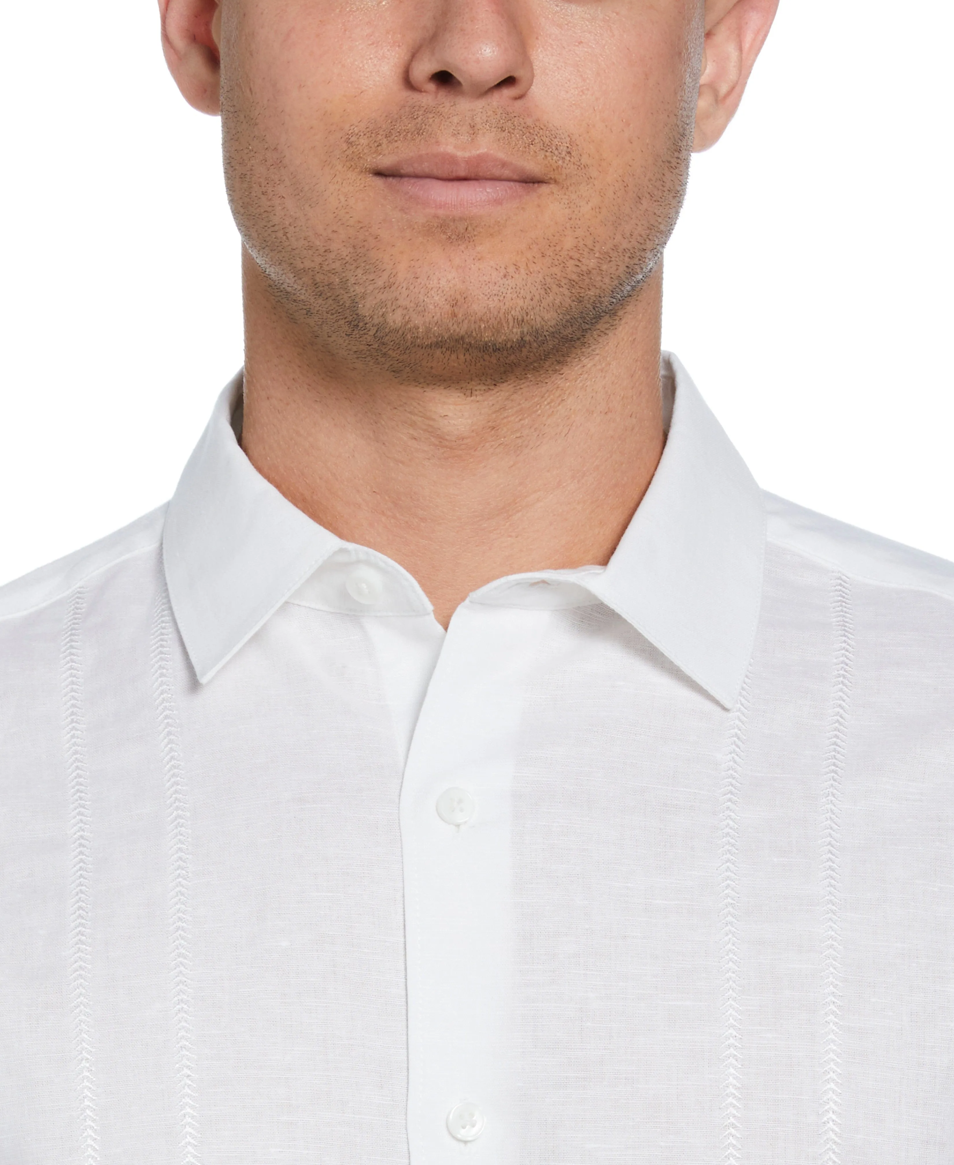 Linen Blend Embroidered Panel Shirt sold by Cubavera product image thumbnail 3