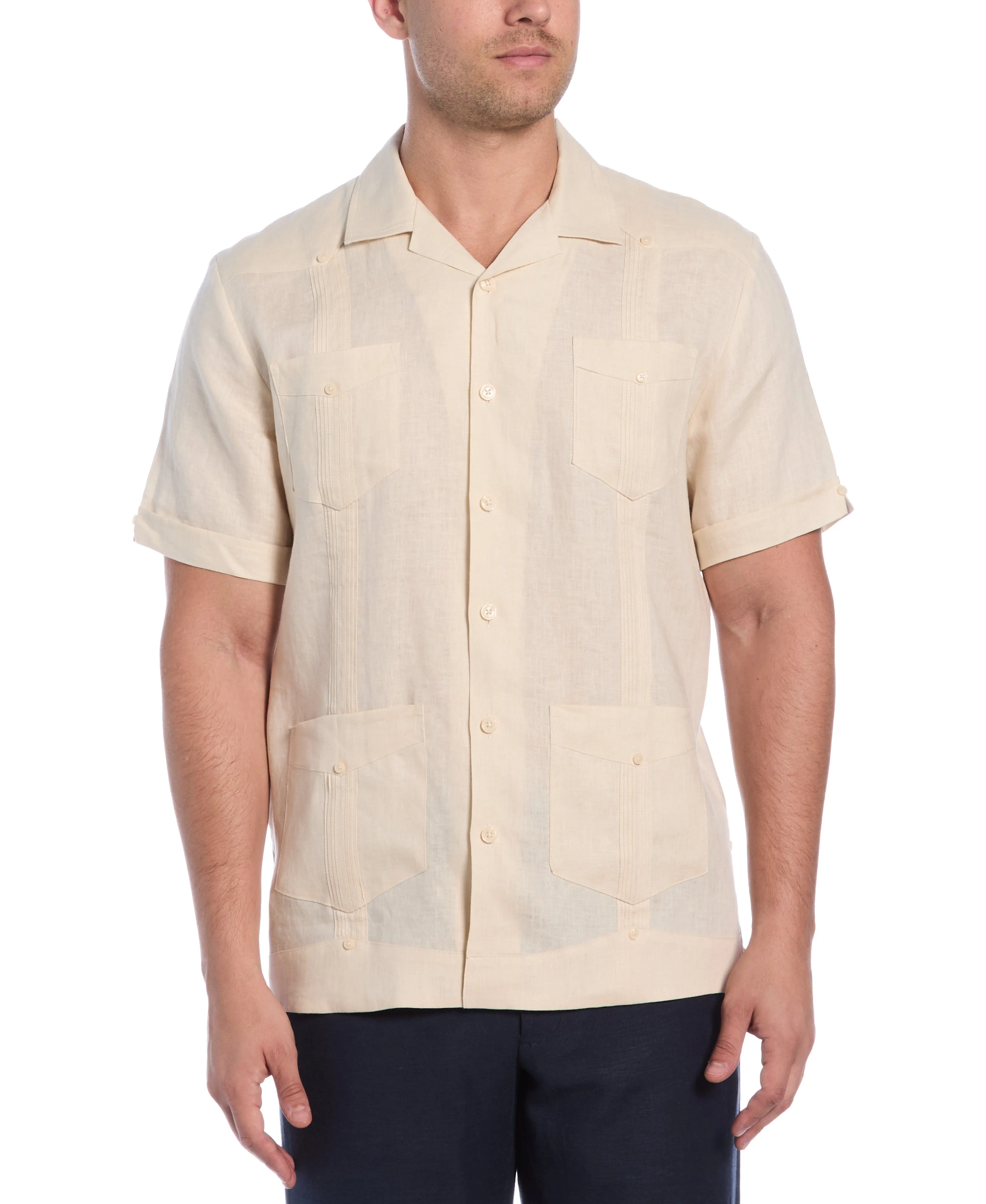 100% Linen Classic Guayabera Shirt - Short Sleeve sold by Cubavera