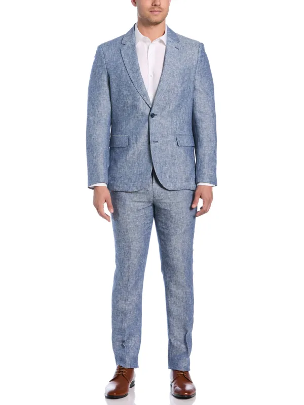 Delave Ensign Blue Linen Suit sold by Cubavera