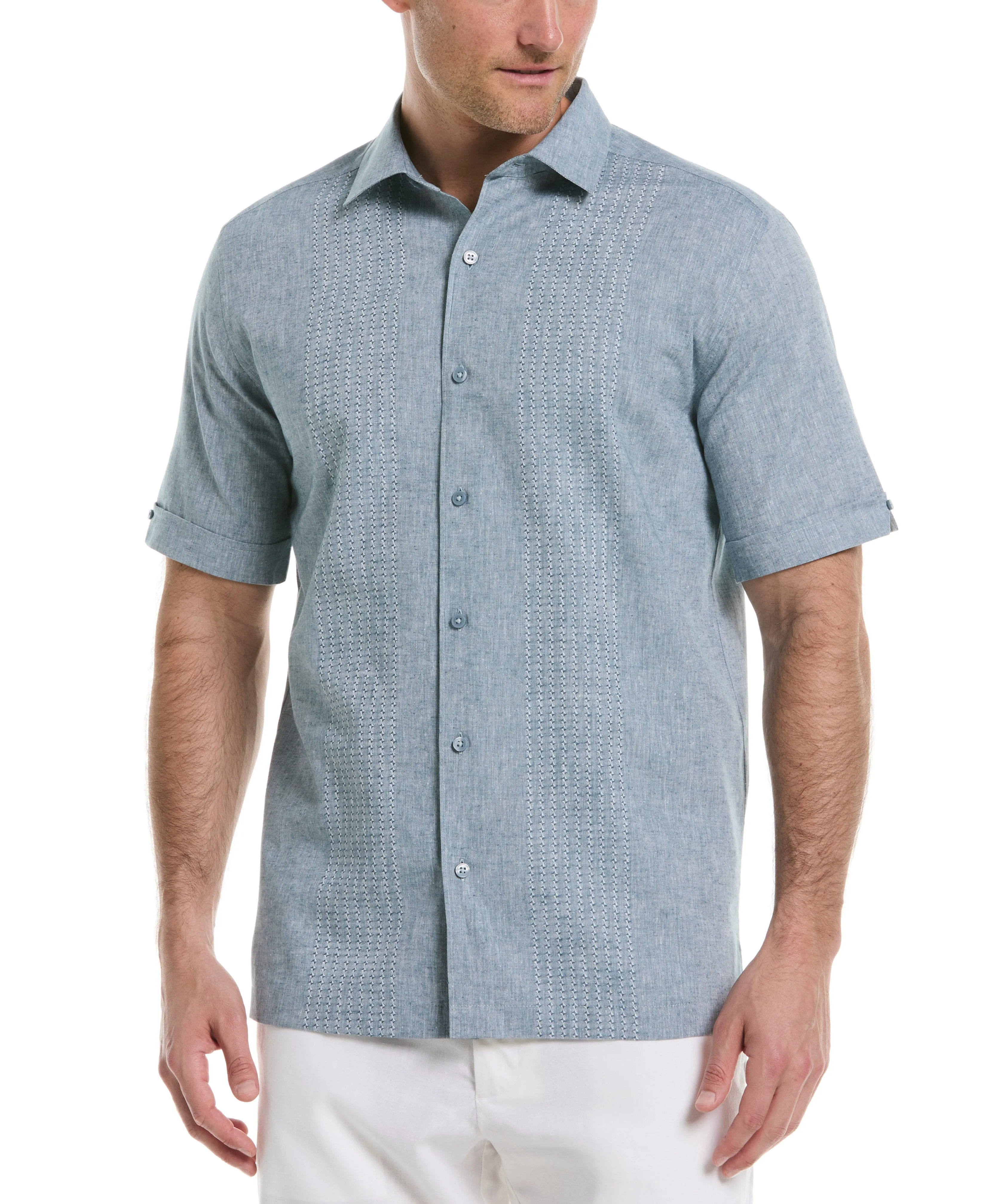 Engineered Dobby Panels Shirt sold by Cubavera