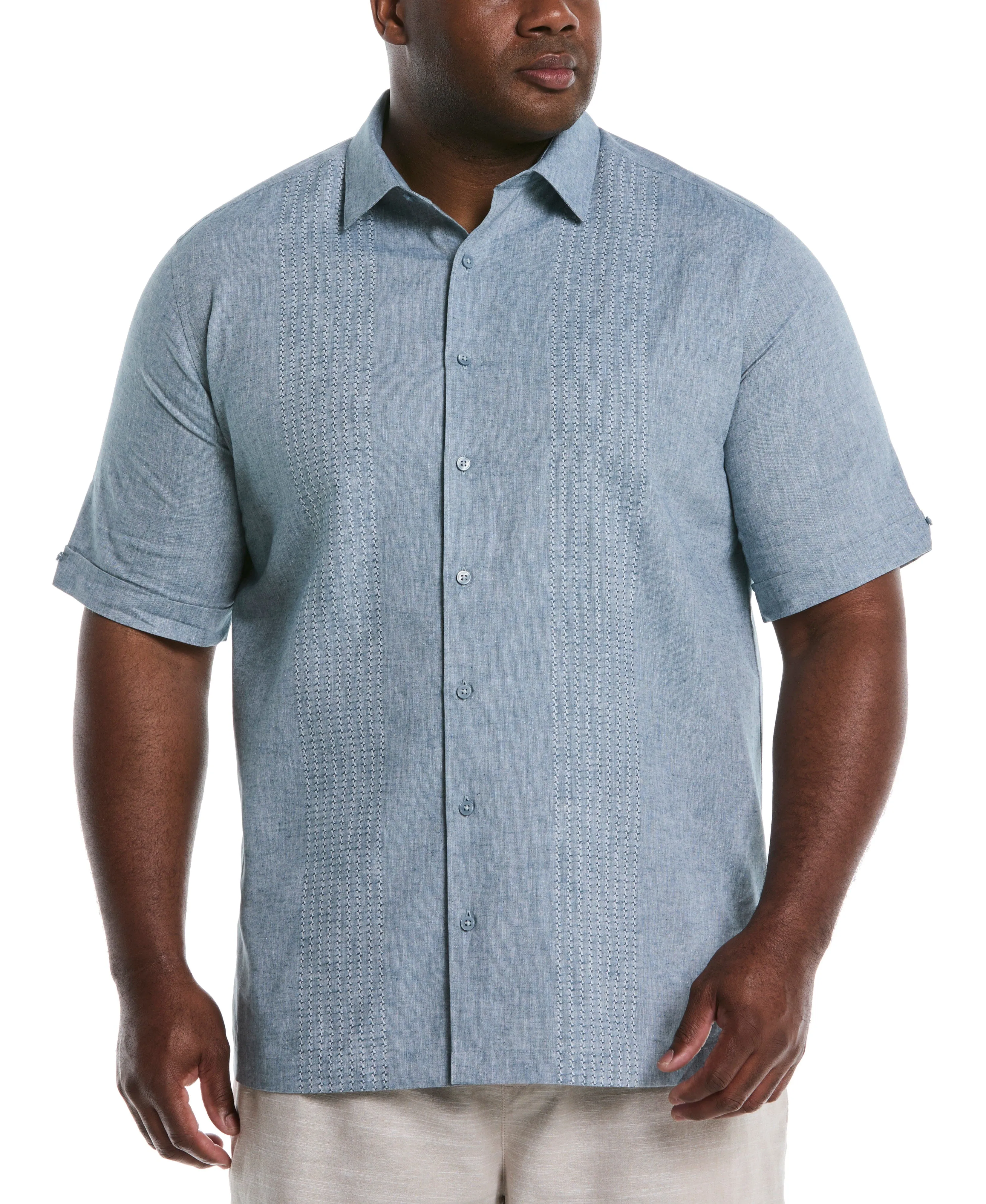 Big & Tall Engineered Dobby Panels Shirt sold by Cubavera