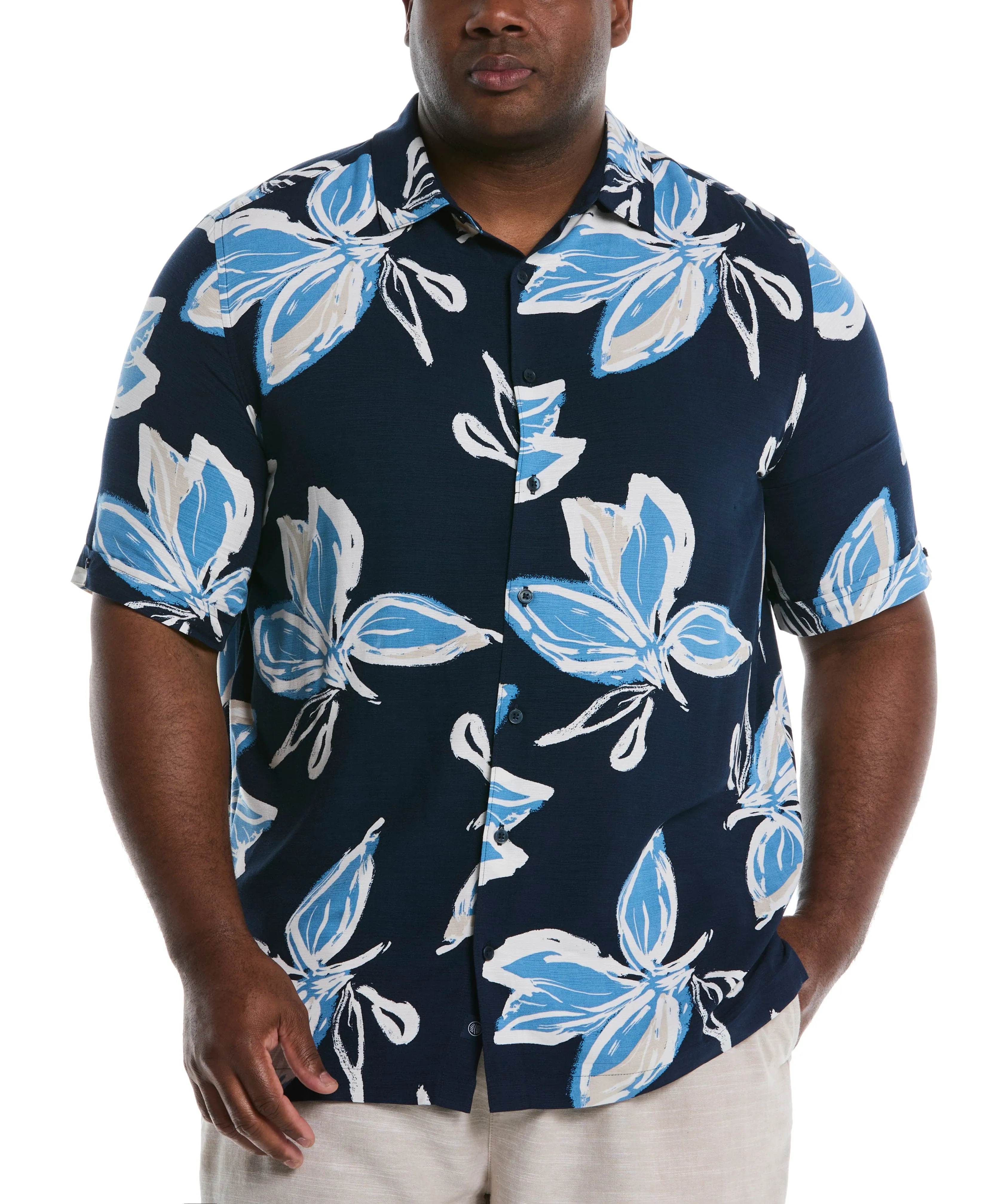 Big & Tall All-Over Tropical Print Shirt sold by Cubavera