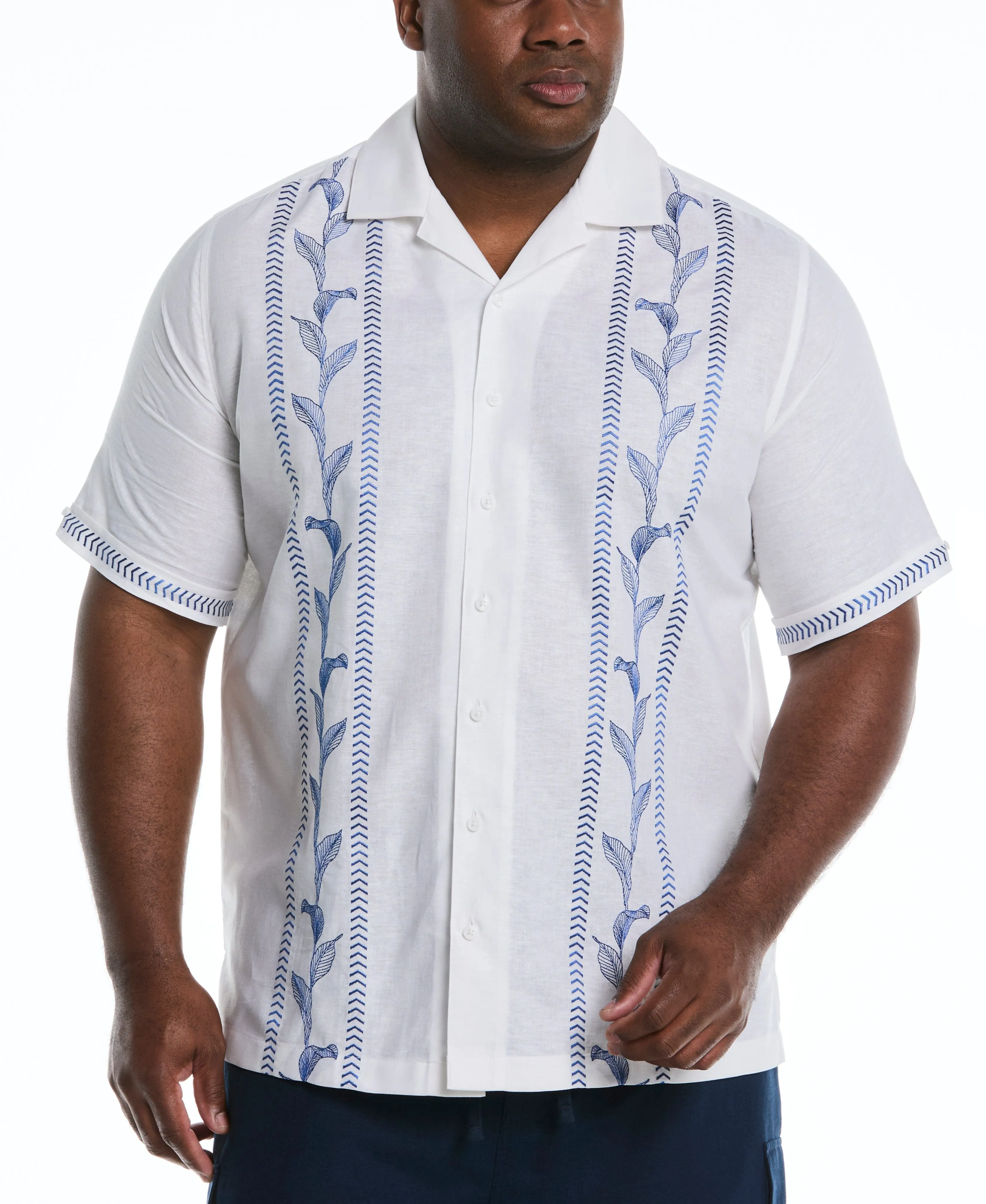 Big & Tall Embroidery Leaf Panel Shirt sold by Cubavera