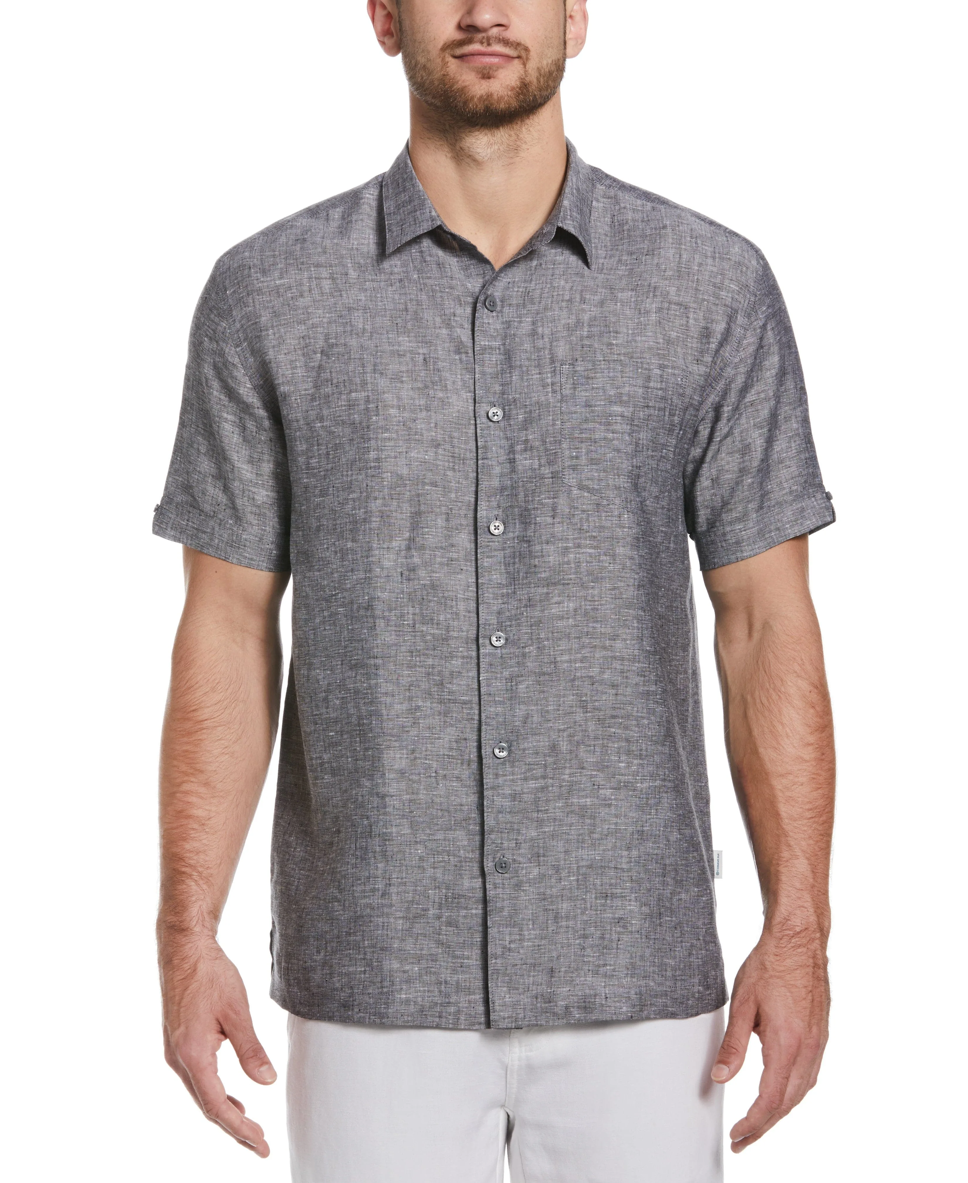 Classic Two-Tone Linen Shirt sold by Cubavera