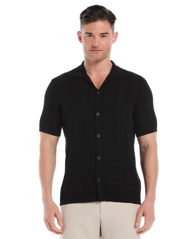 Mesh Stripe Short Sleeve Sweater sold by Cubavera