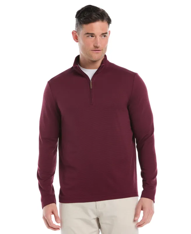 Solid Textured 1/4 Zip Pullover Sweater sold by Cubavera