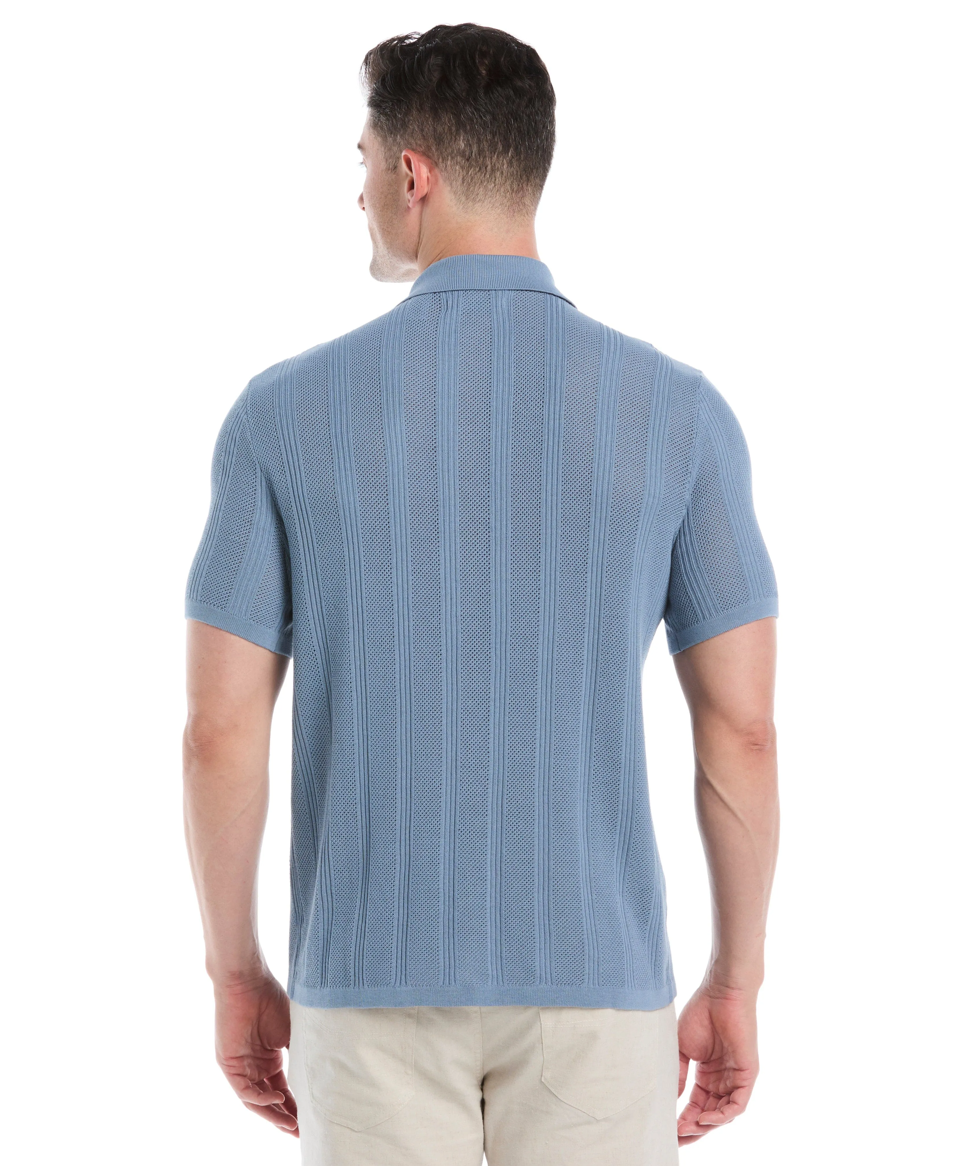 Mesh Stripe Short Sleeve Sweater sold by Cubavera product image thumbnail 3