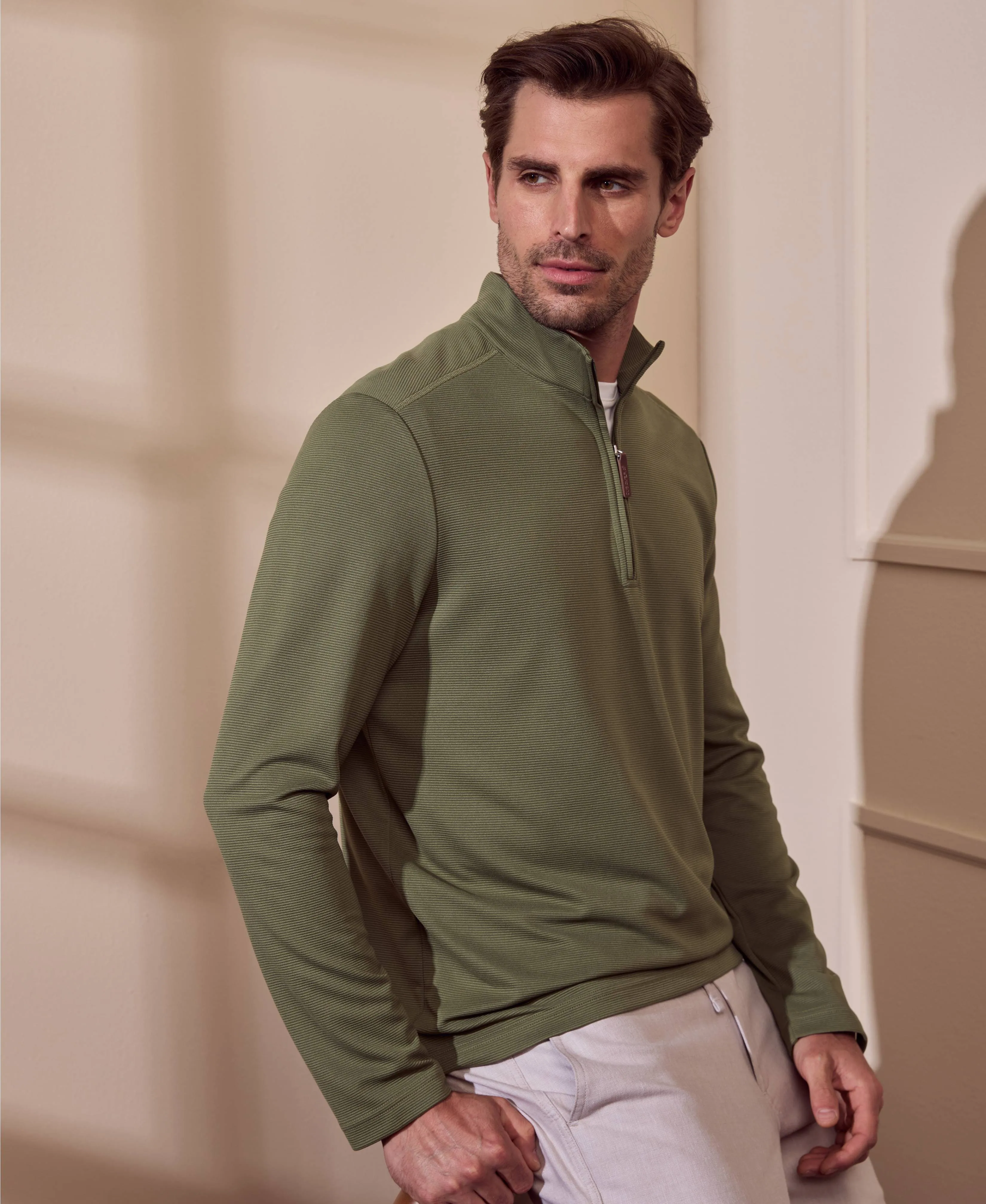 Solid Textured 1/4 Zip Pullover Sweater sold by Cubavera product image thumbnail 2