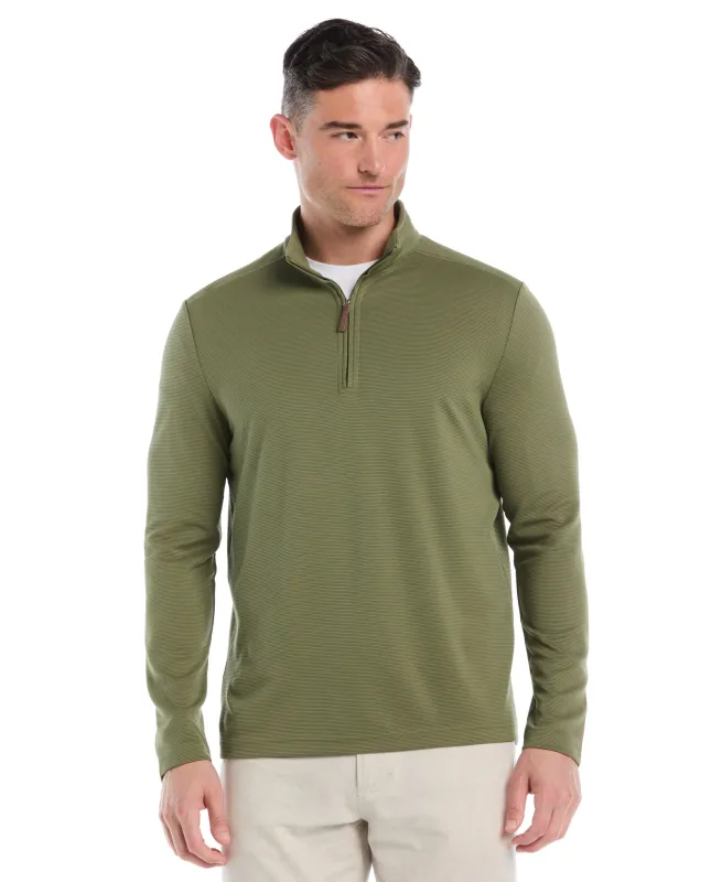 Solid Textured 1/4 Zip Pullover Sweater sold by Cubavera
