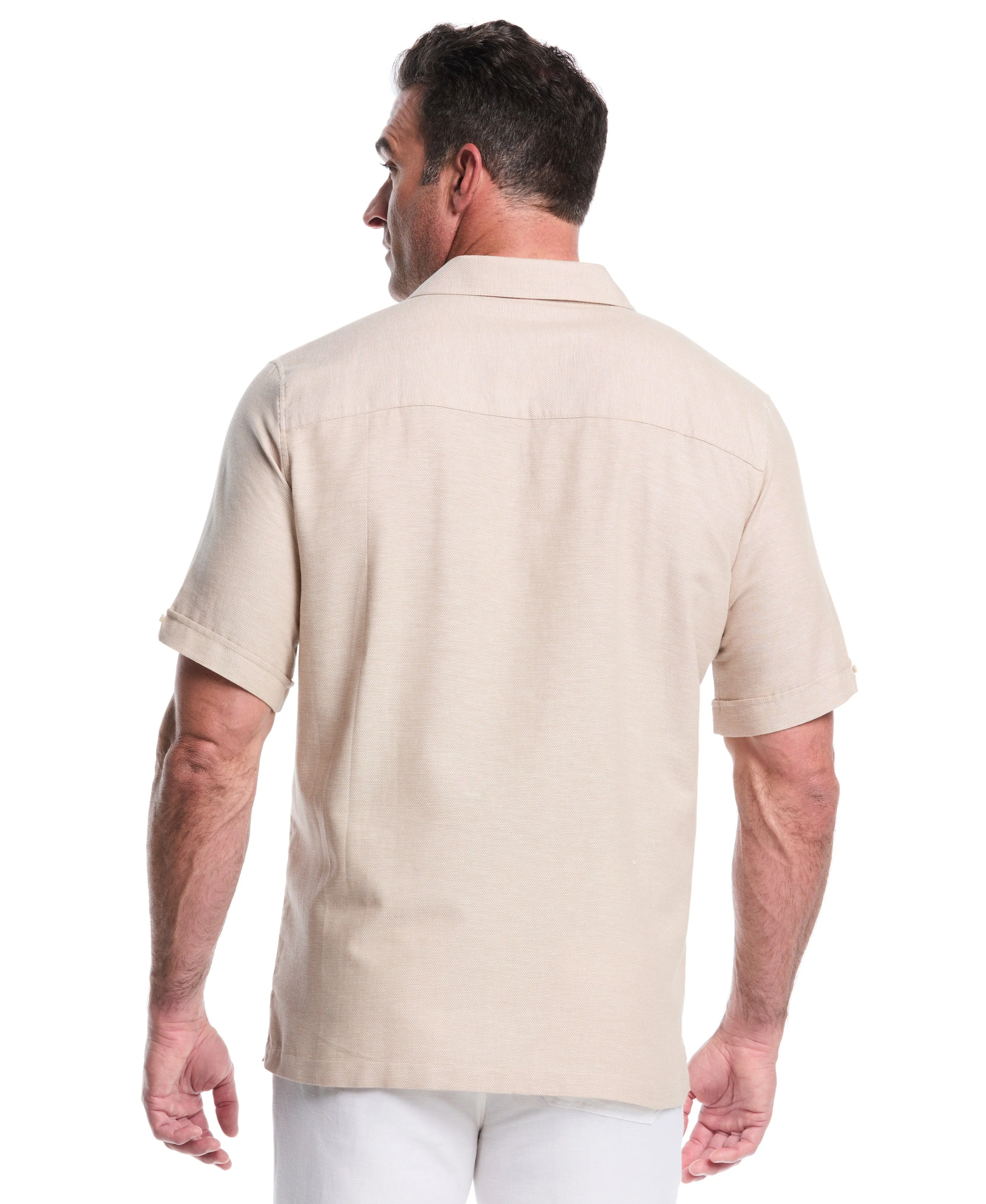 Big & Tall Cotton Linen Dobby Panel Shirt sold by Cubavera product image thumbnail 3