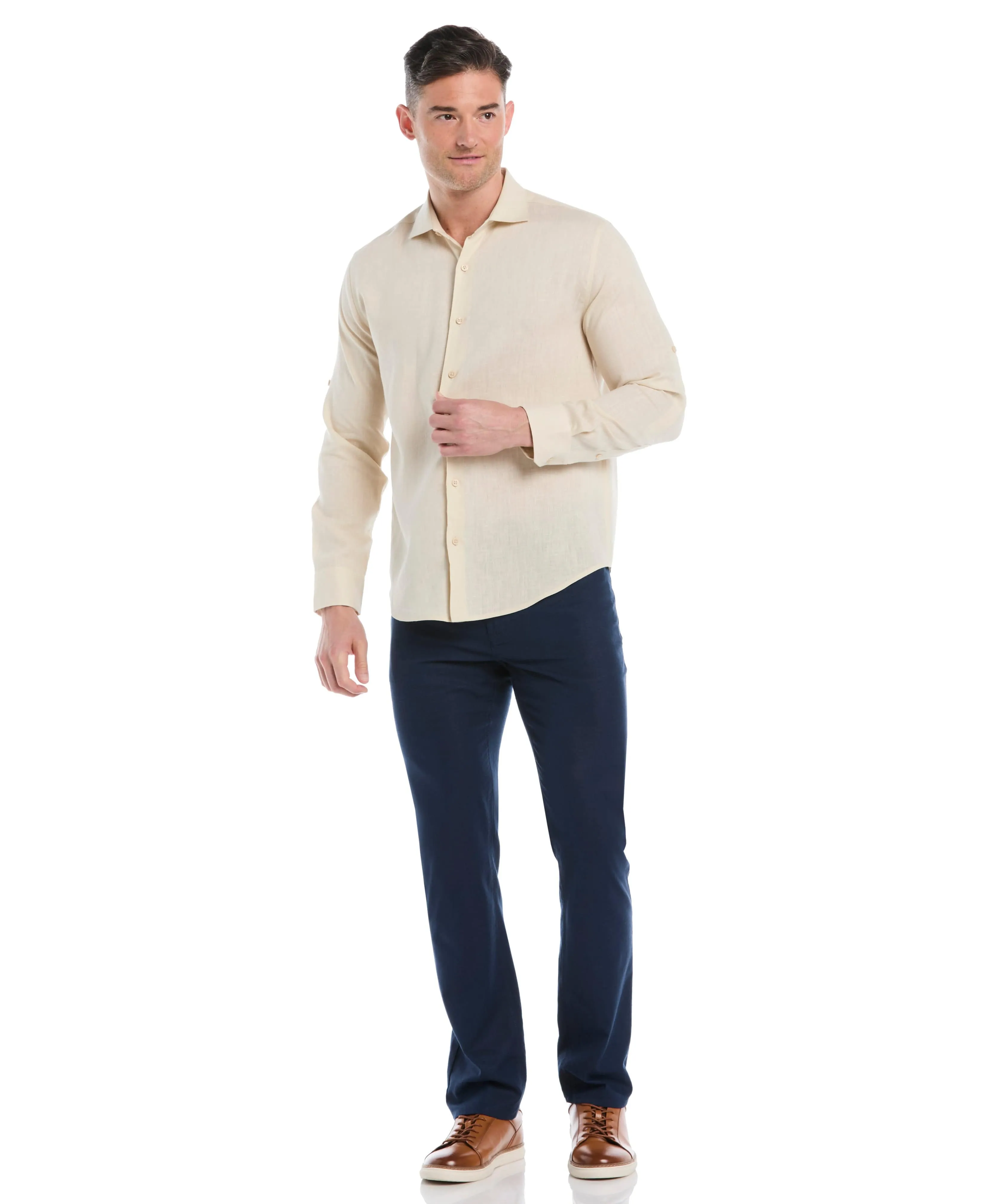 Travelselect™ Linen-Blend Rolled Sleeve Shirt sold by Cubavera product image thumbnail 4