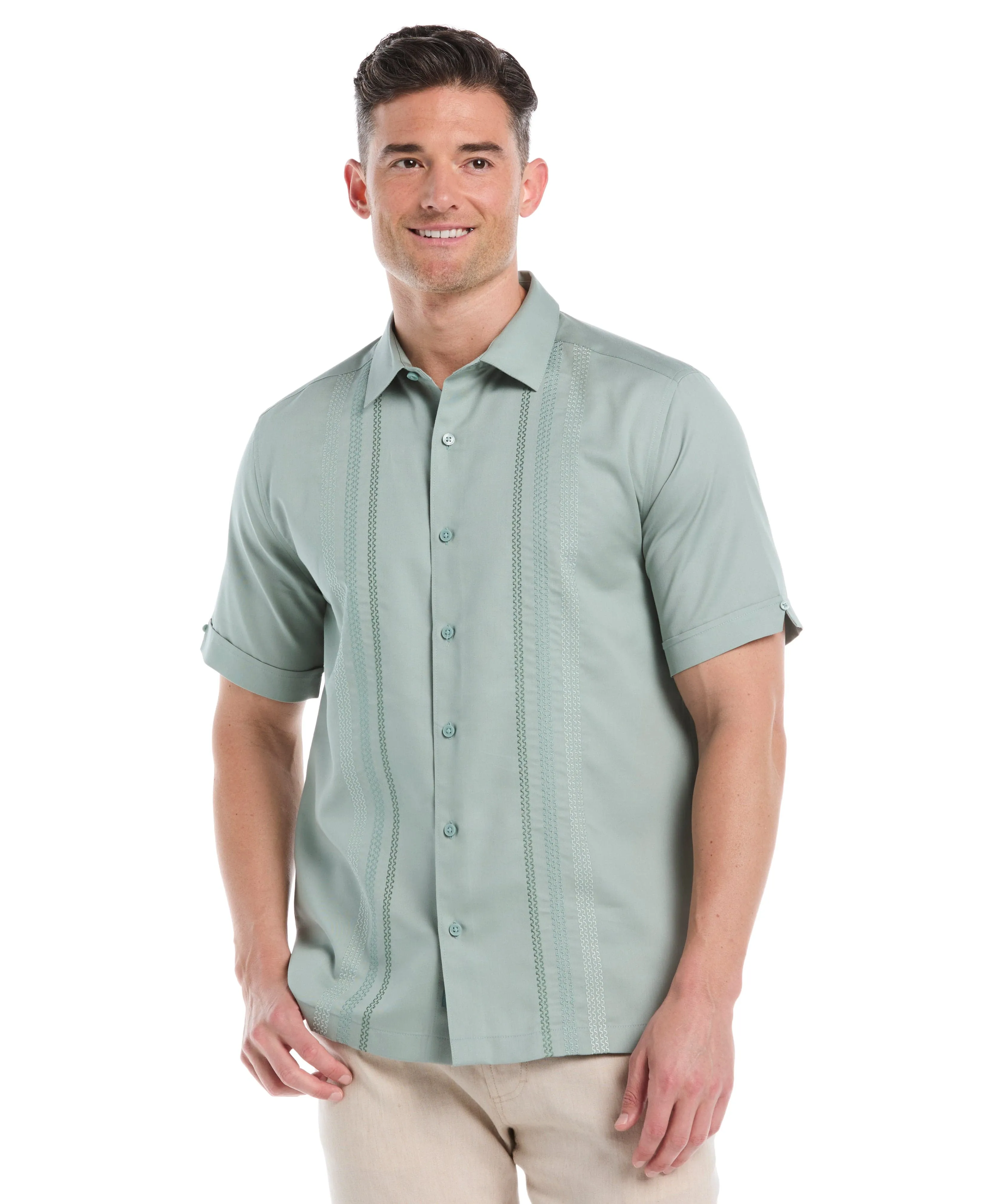 Ombre Embroidery Panel Shirt sold by Cubavera