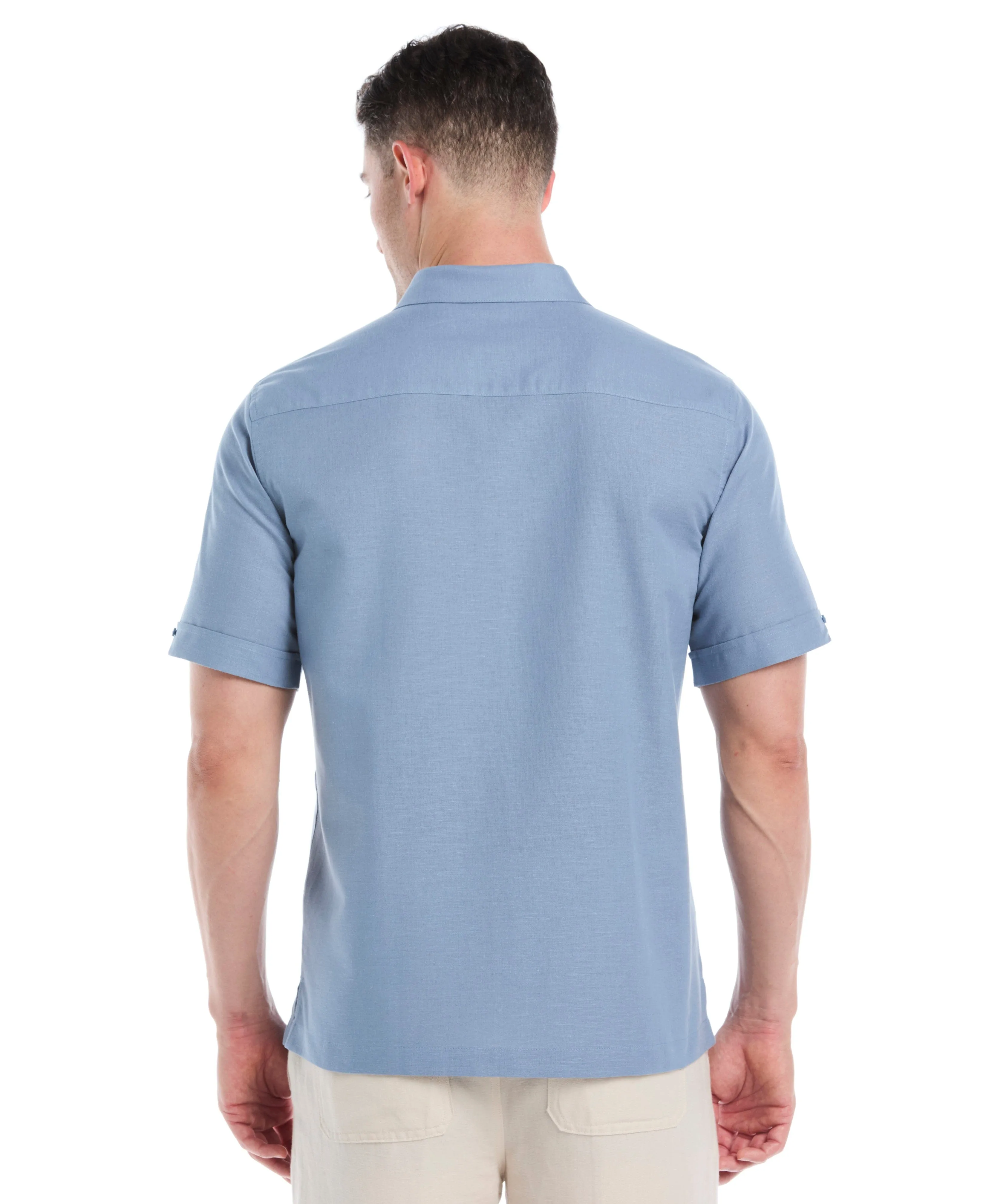 Linen Blend Yarn Dye Panel Shirt sold by Cubavera product image thumbnail 2