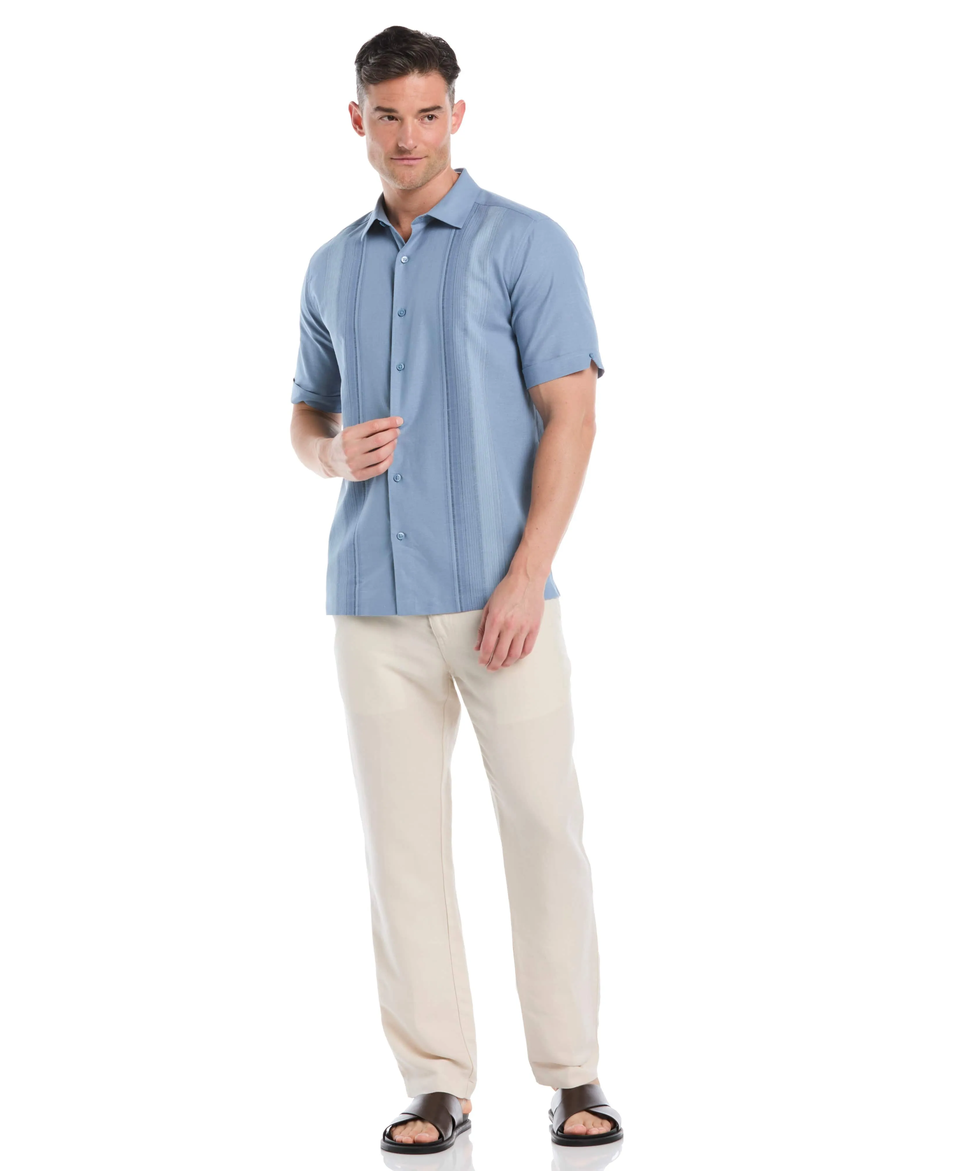Linen Blend Yarn Dye Panel Shirt sold by Cubavera product image thumbnail 4