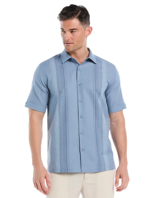 Linen Blend Yarn Dye Panel Shirt sold by Cubavera