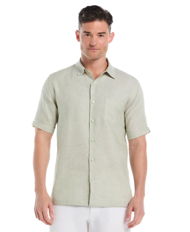Classic Two-Tone Linen Shirt sold by Cubavera