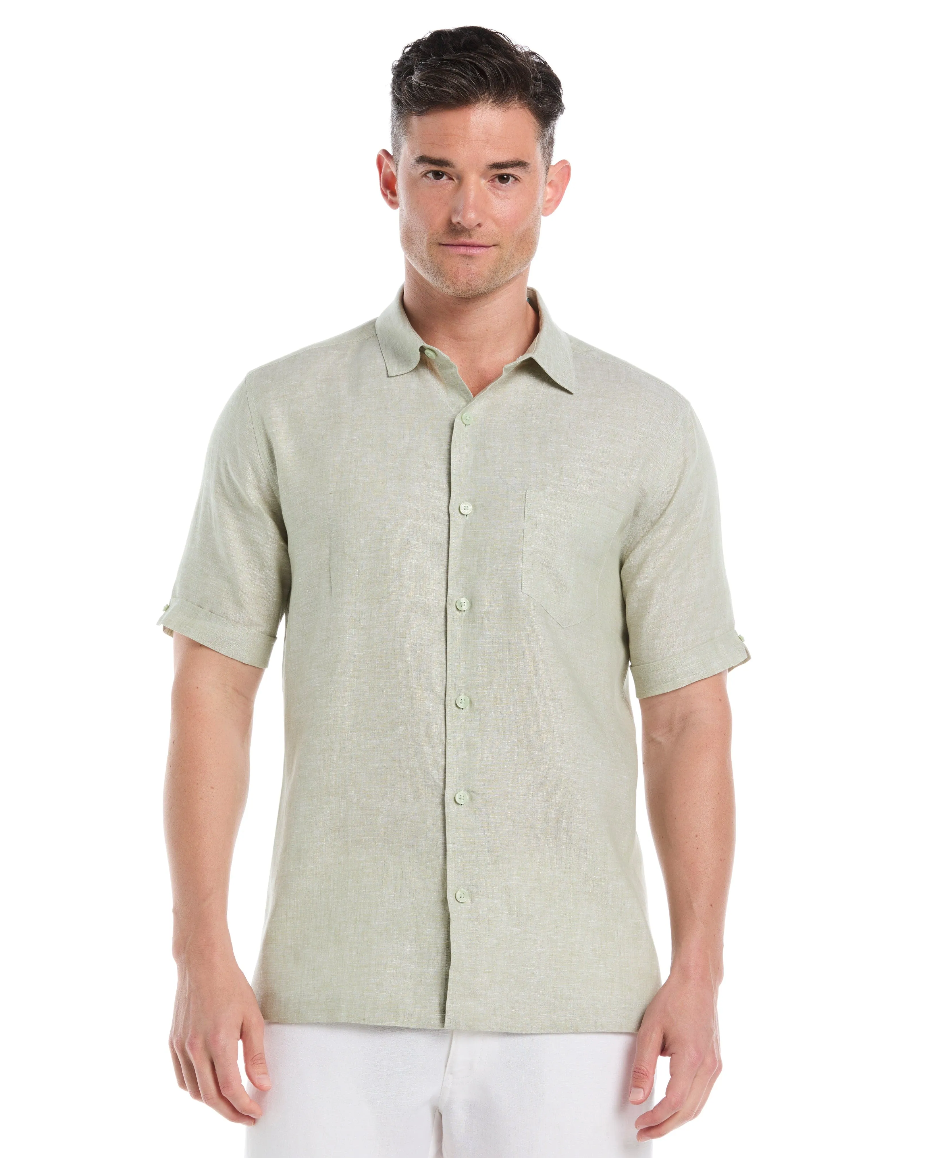 Classic Two-Tone Linen Shirt sold by Cubavera