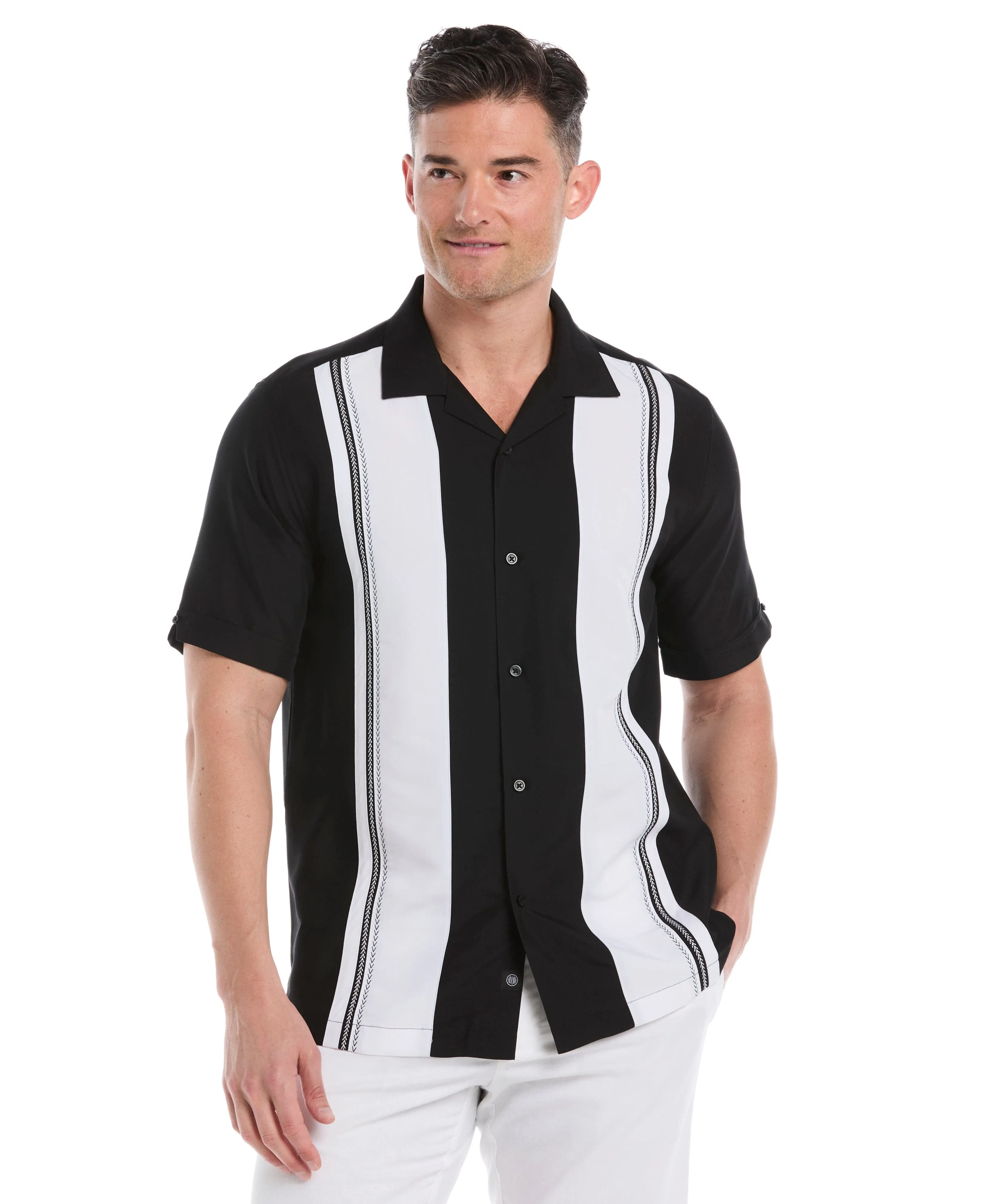 Retro Panel Embroidered Shirt sold by Cubavera