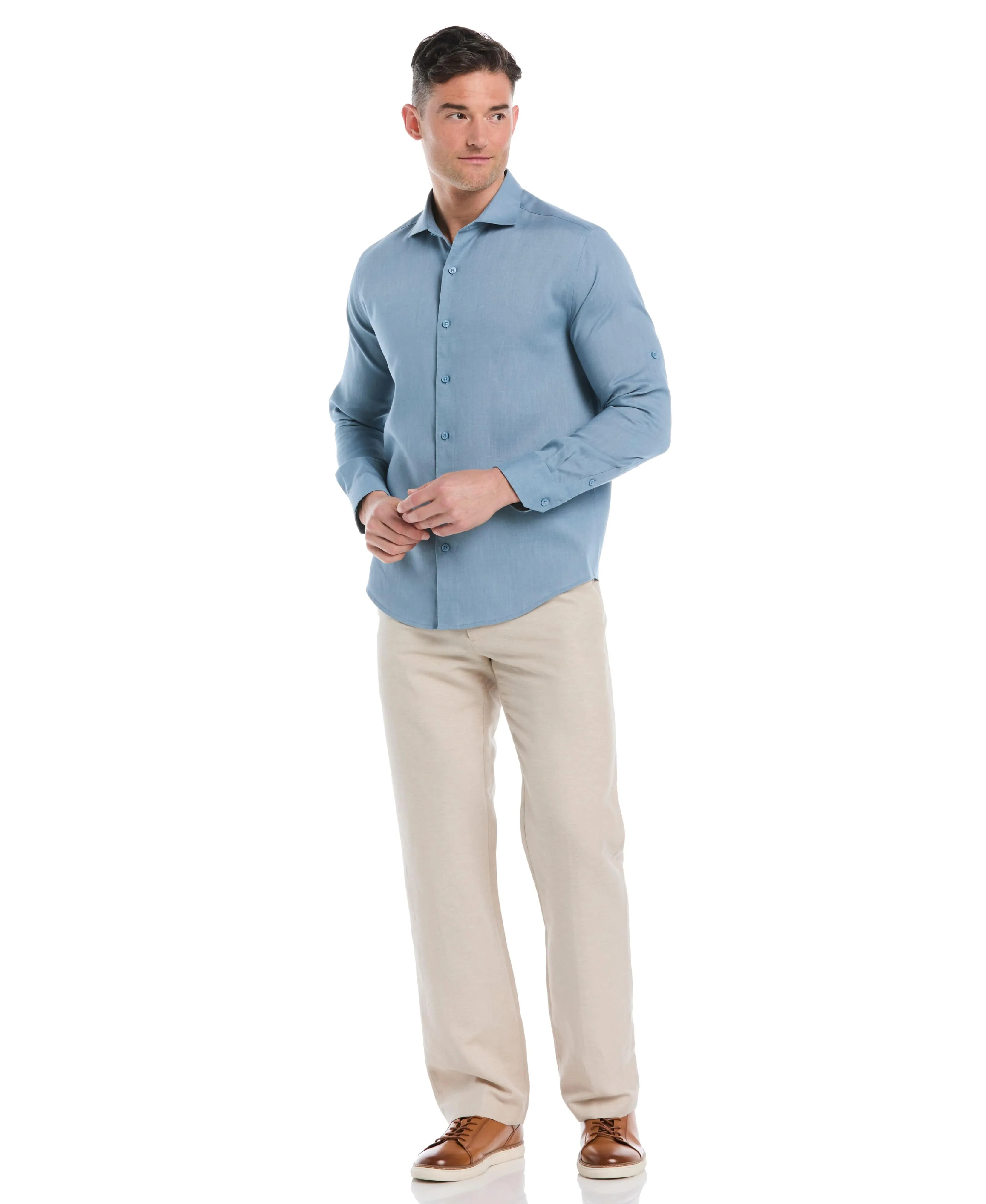 Travelselect™ Linen-Blend Rolled Sleeve Shirt sold by Cubavera product image thumbnail 4