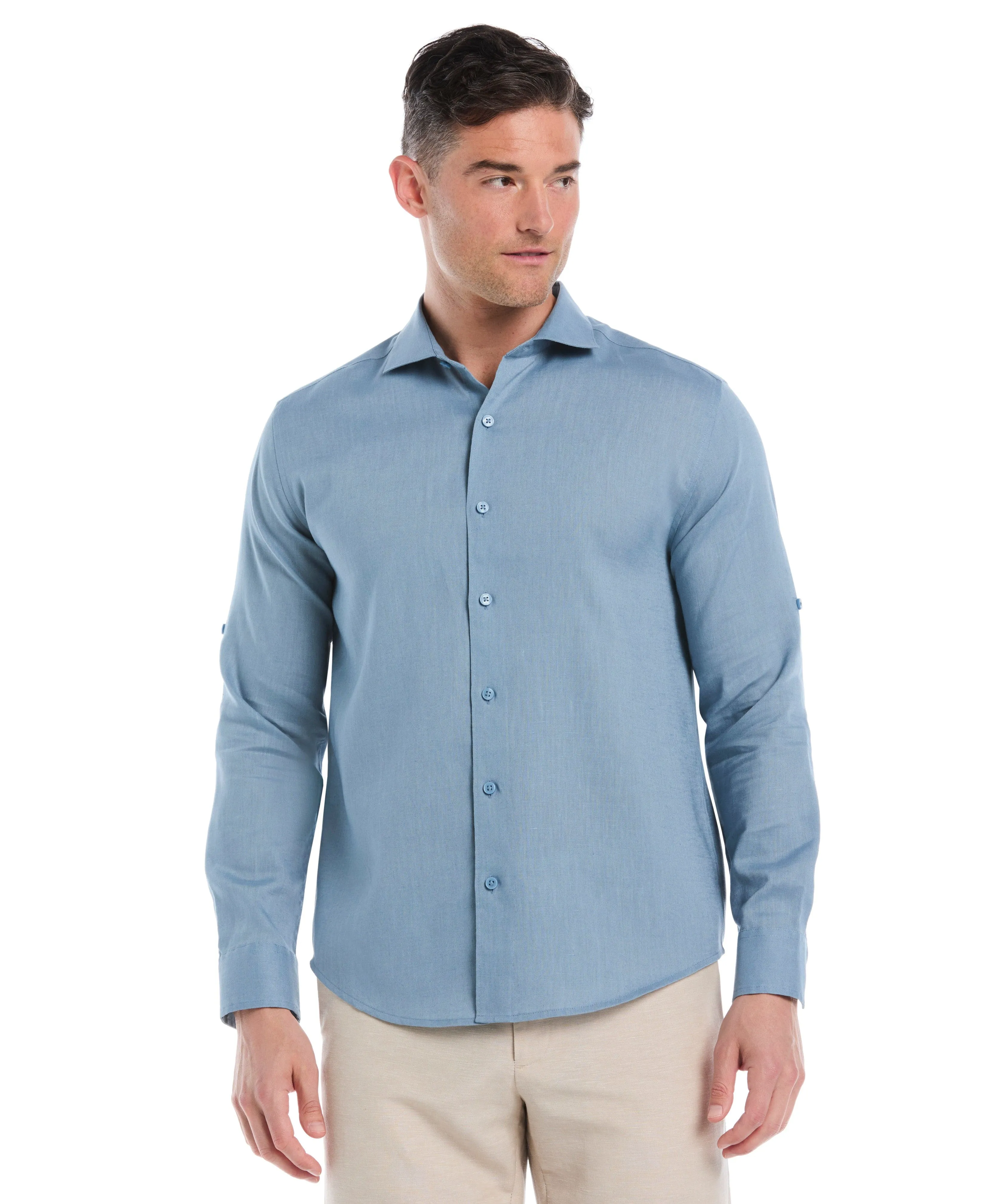 Travelselect™ Linen-Blend Rolled Sleeve Shirt sold by Cubavera