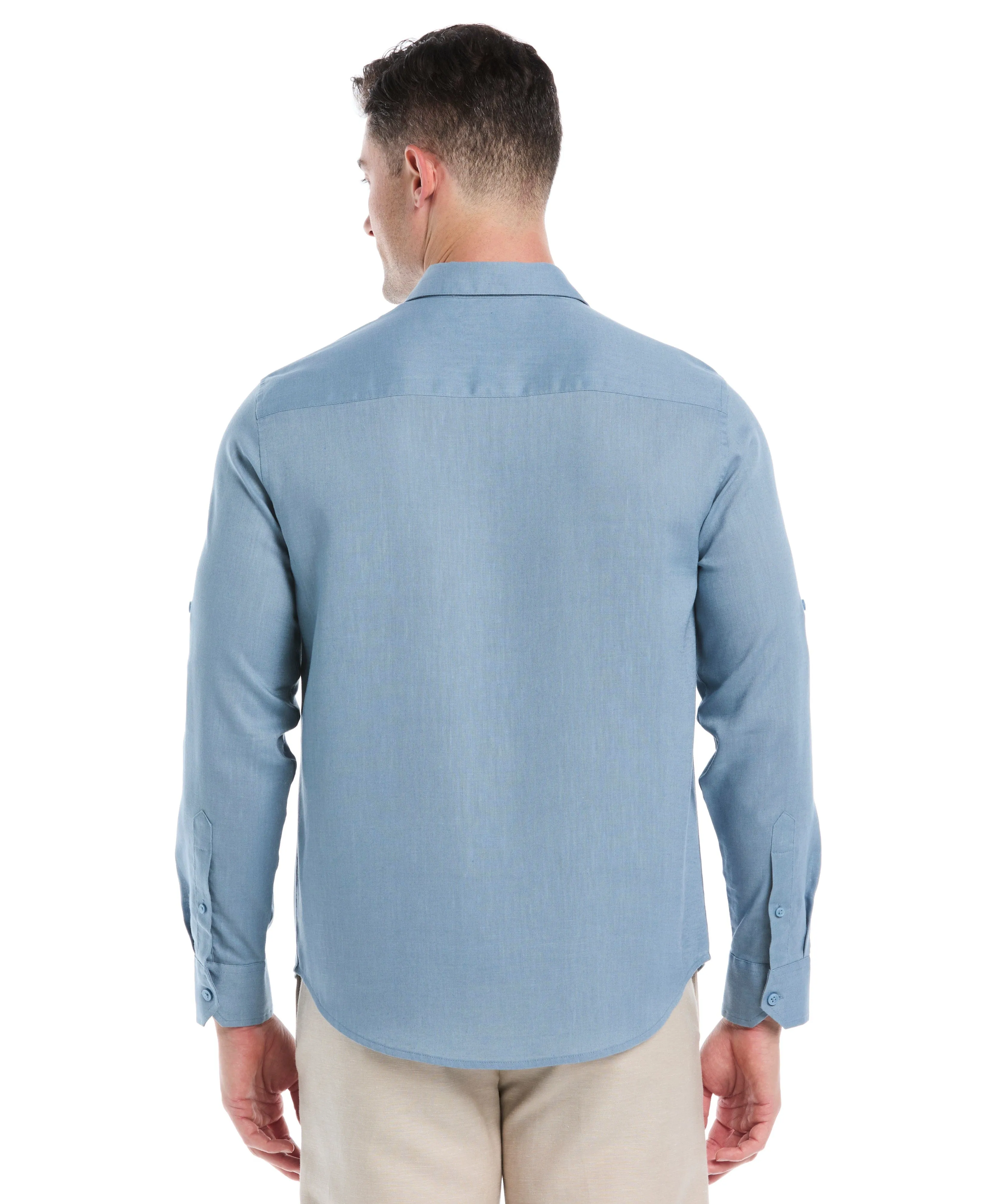 Travelselect™ Linen-Blend Rolled Sleeve Shirt sold by Cubavera product image thumbnail 2