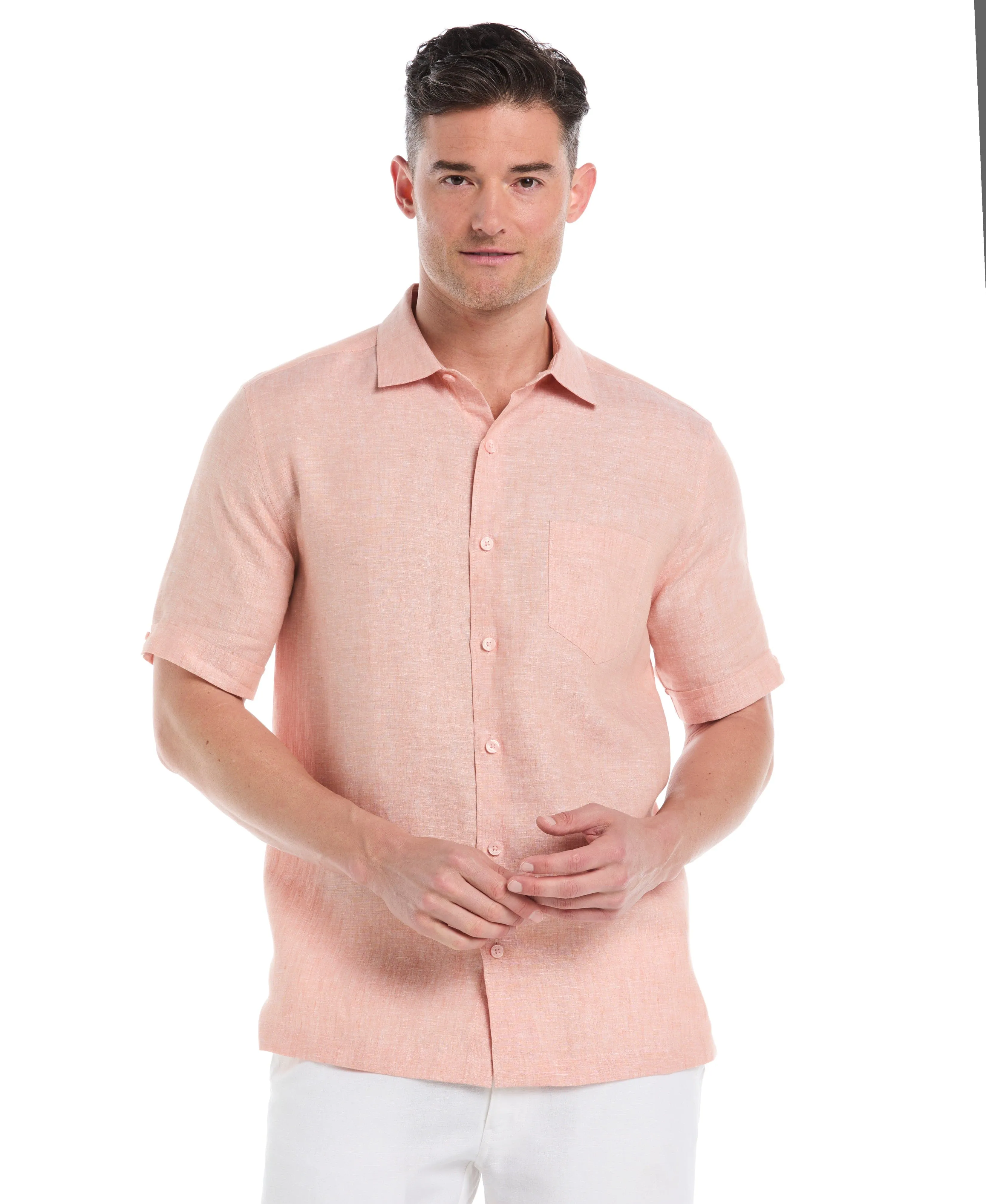 Classic Two-Tone Linen Shirt sold by Cubavera