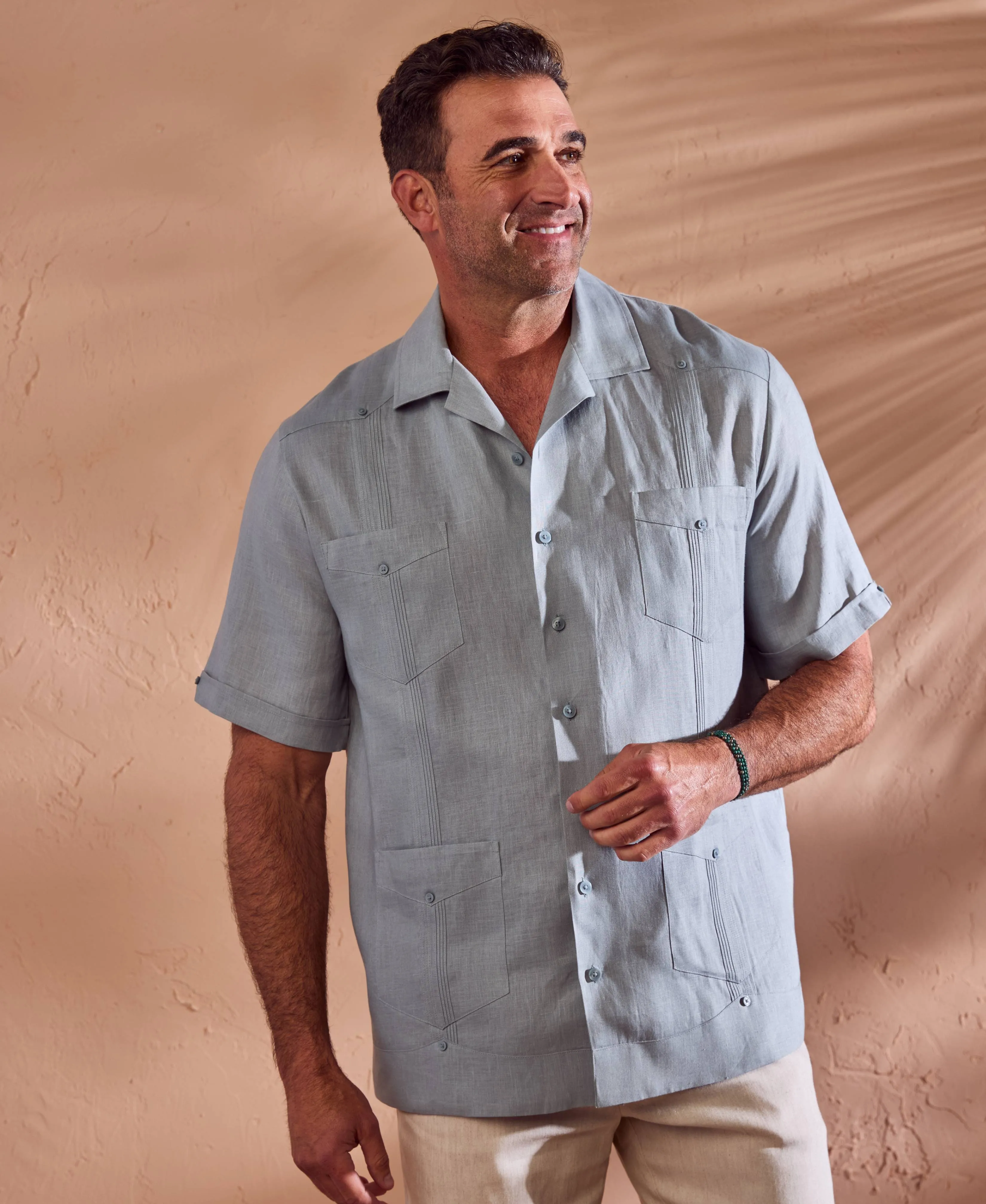 Big & Tall 100% Linen Classic Guayabera Shirt - Short Sleeve sold by Cubavera product image thumbnail 2