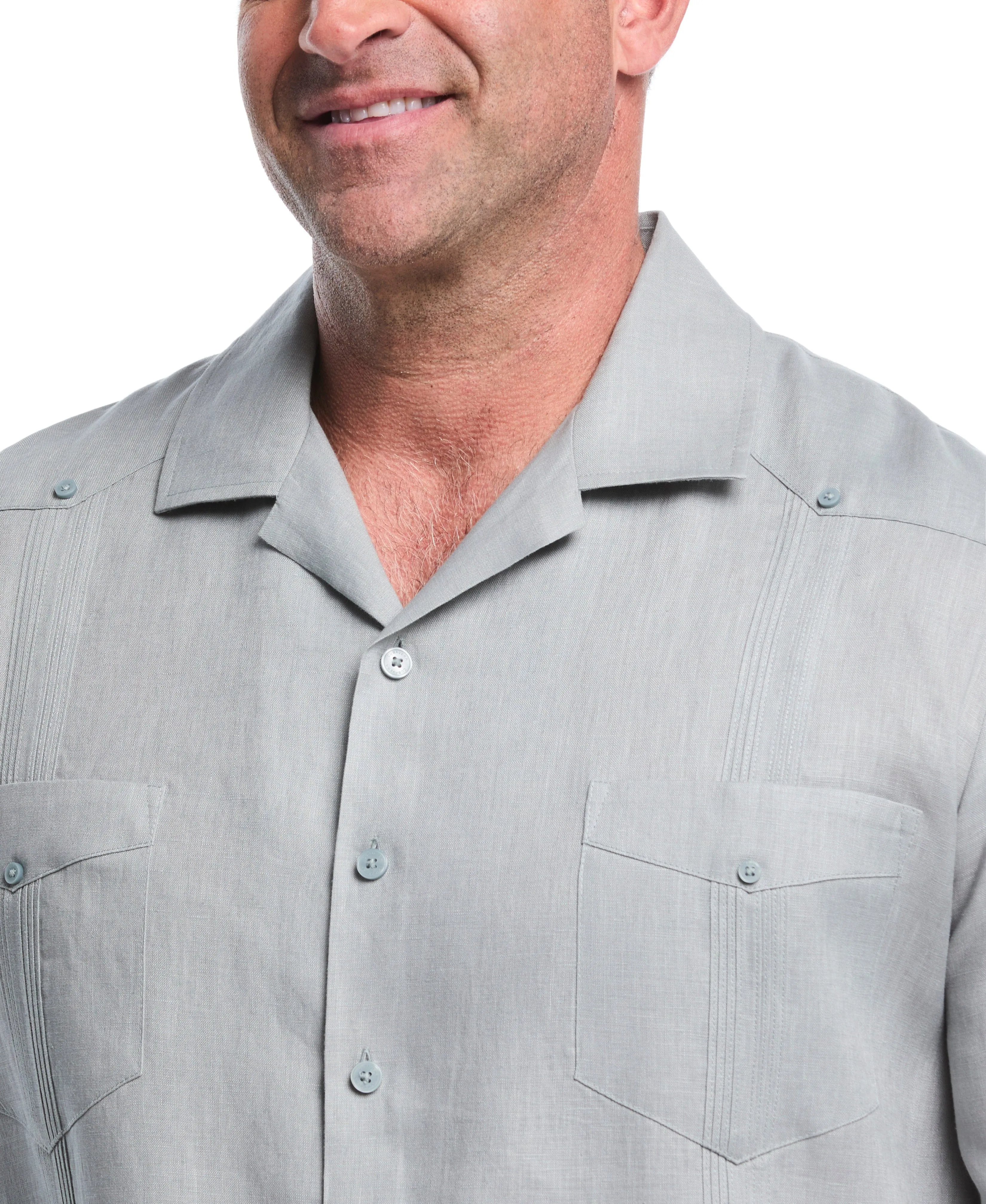 Big & Tall 100% Linen Classic Guayabera Shirt - Short Sleeve sold by Cubavera product image thumbnail 4