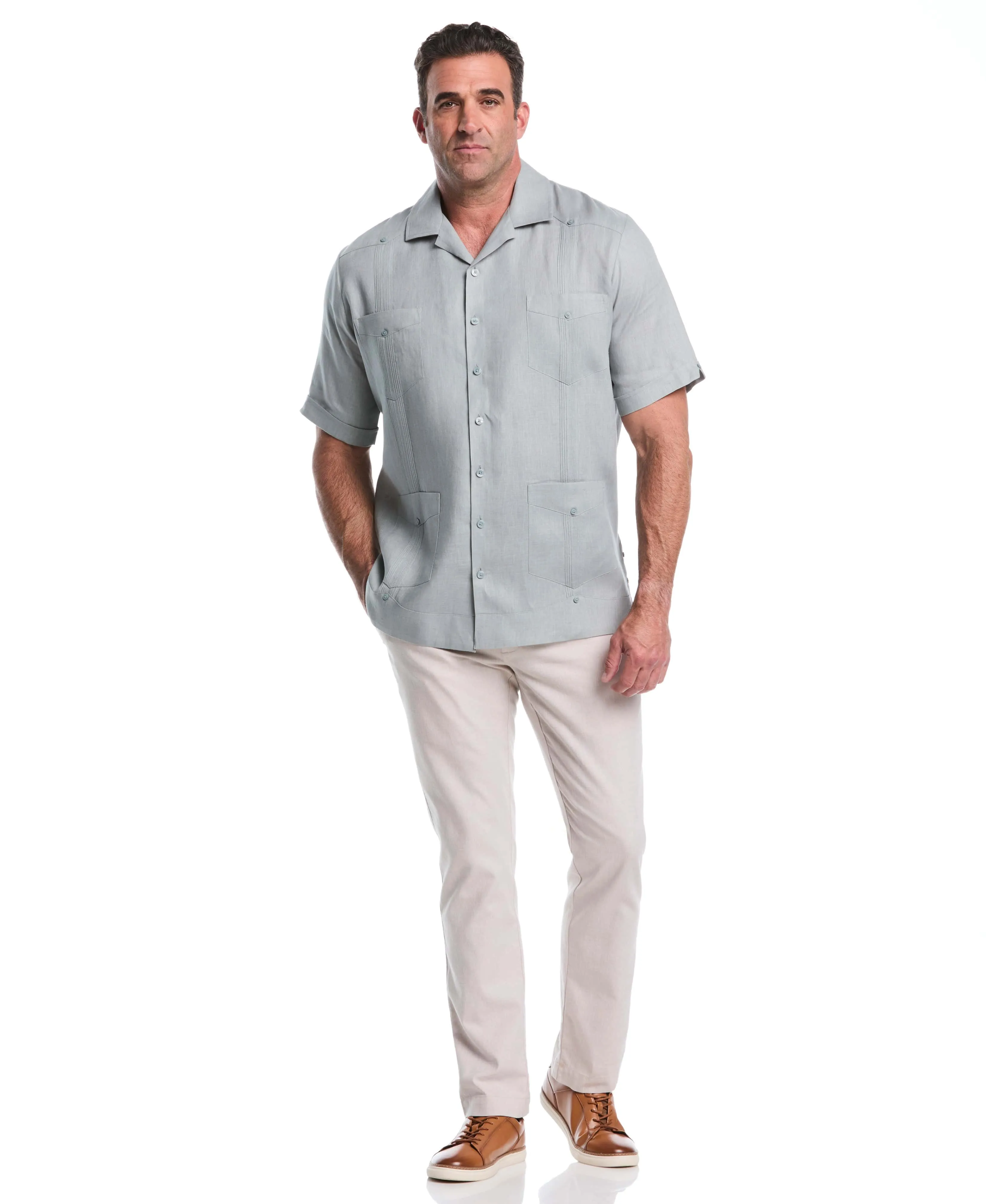 Big & Tall 100% Linen Classic Guayabera Shirt - Short Sleeve sold by Cubavera product image thumbnail 5