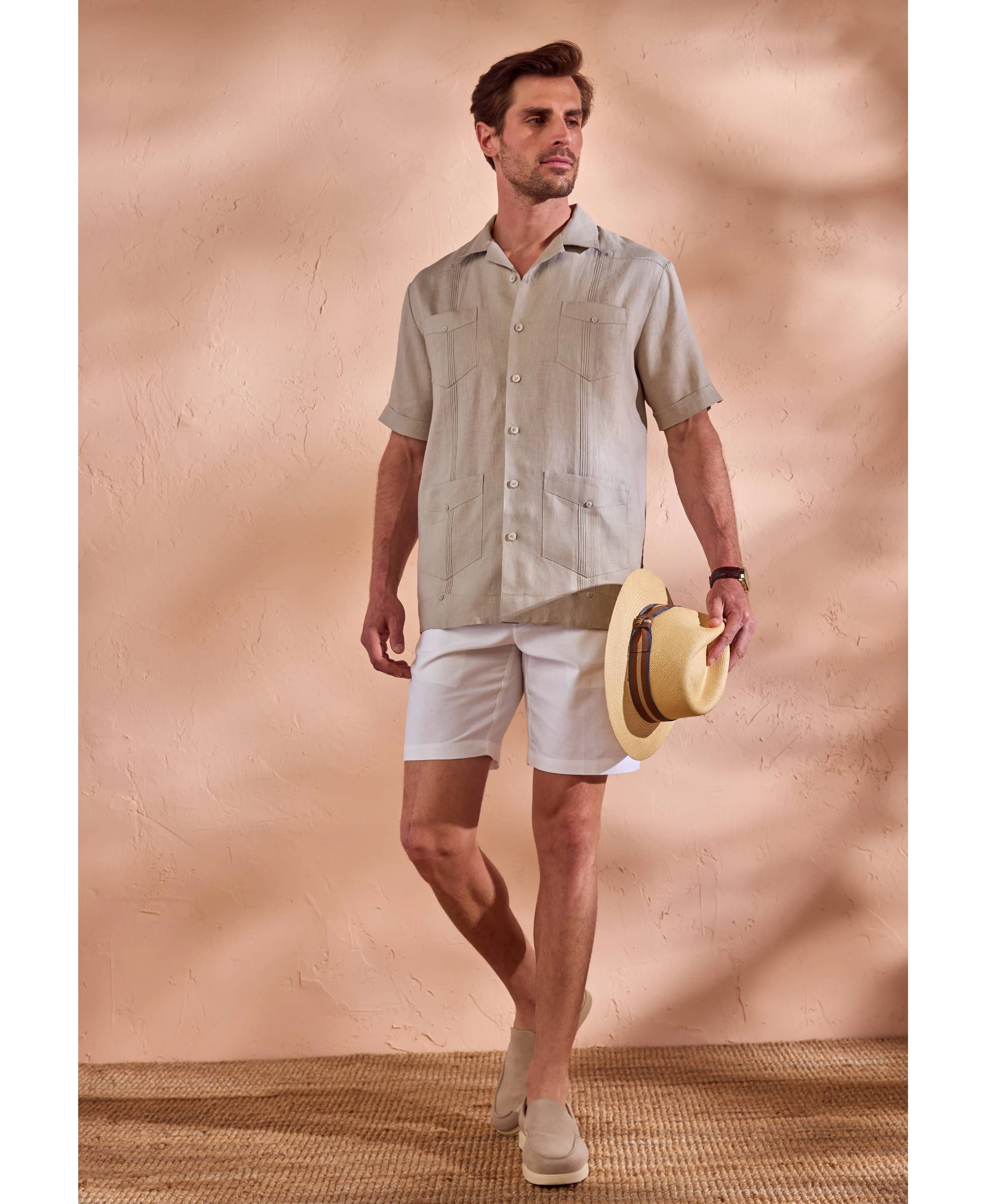 Big & Tall 100% Linen Classic Guayabera Shirt - Short Sleeve sold by Cubavera product image thumbnail 2
