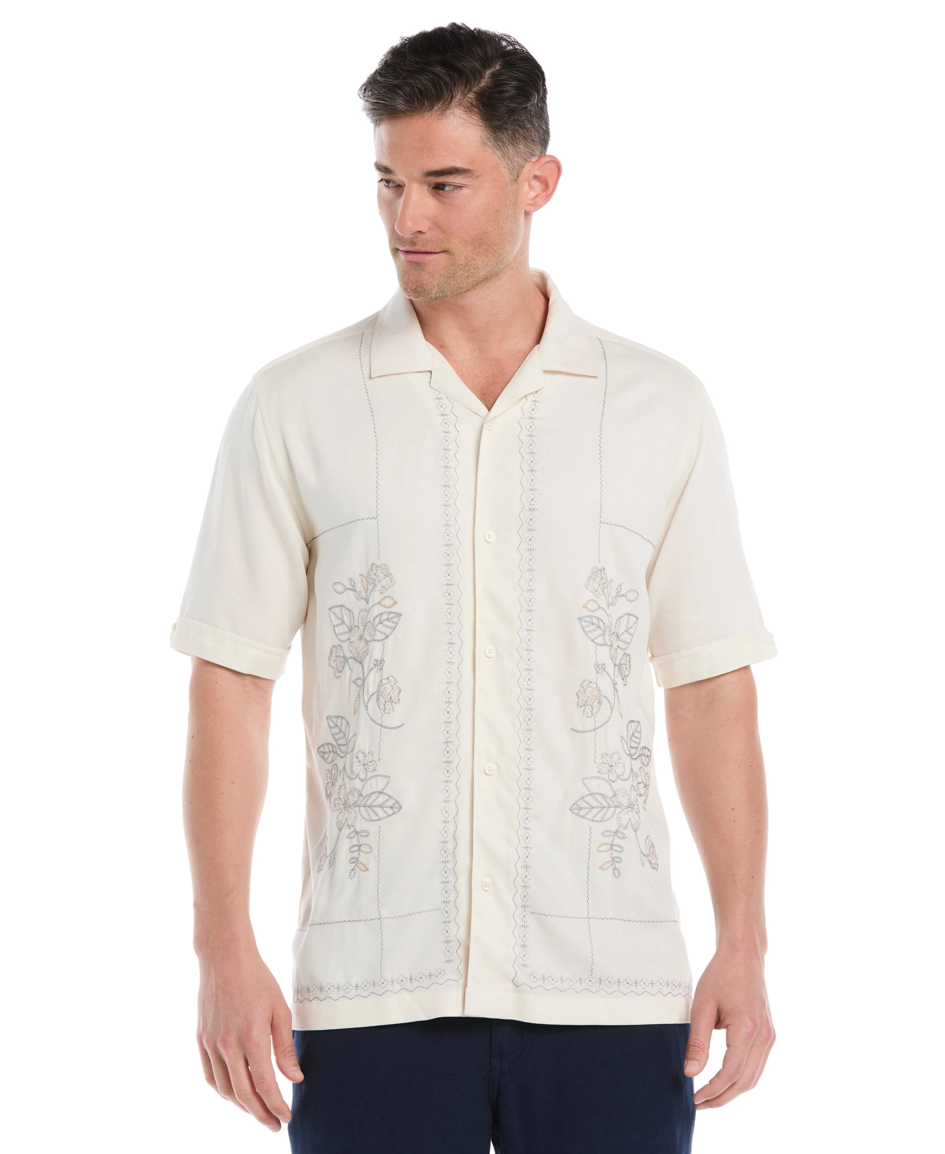 Embroidered Camp Collar Shirt sold by Cubavera