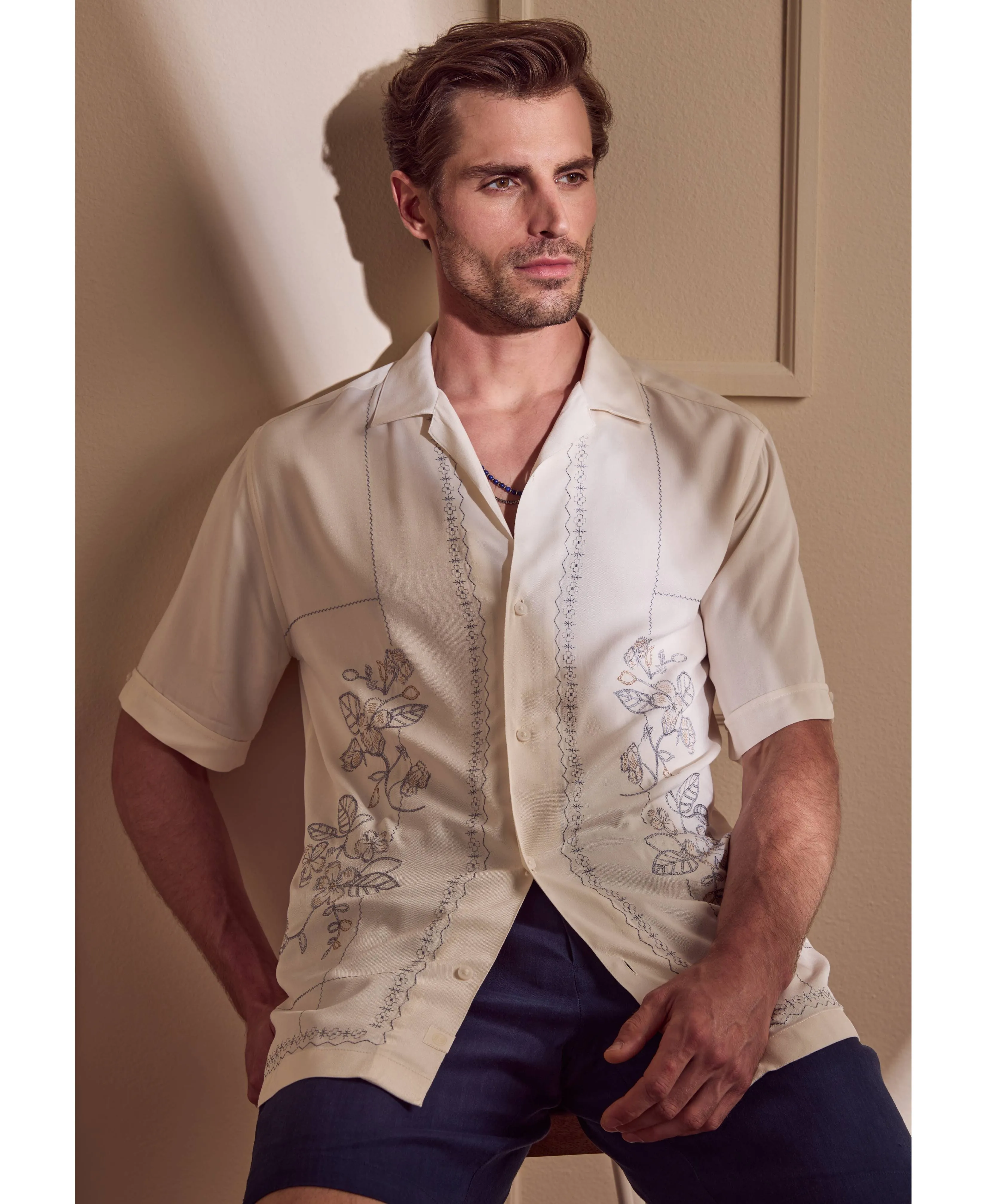 Embroidered Camp Collar Shirt sold by Cubavera product image thumbnail 2